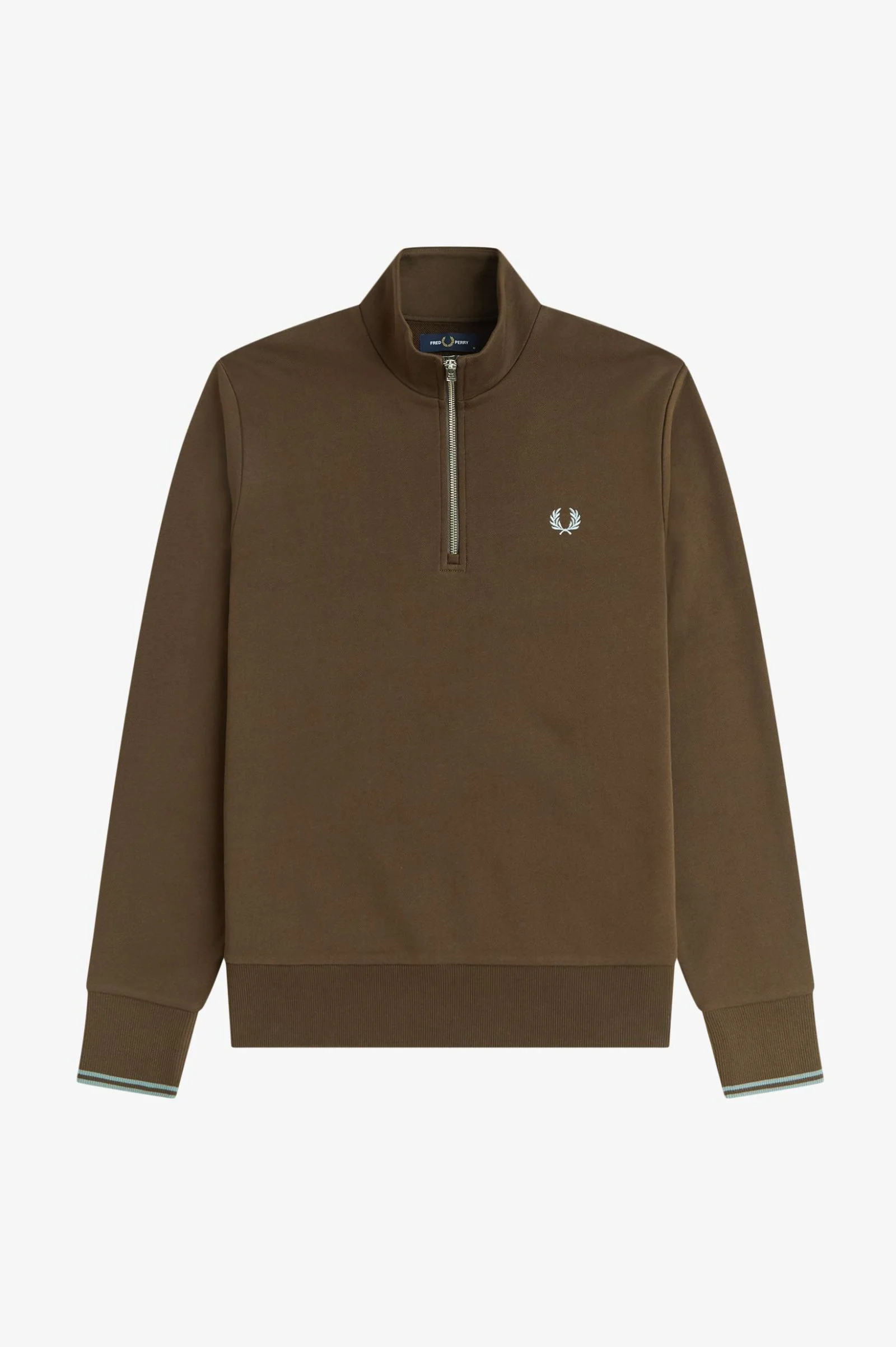 Fred Perry M3574 Half Zip Sweatshirt - 49A Burnt Tobacco/Stockport Blue - Image 5