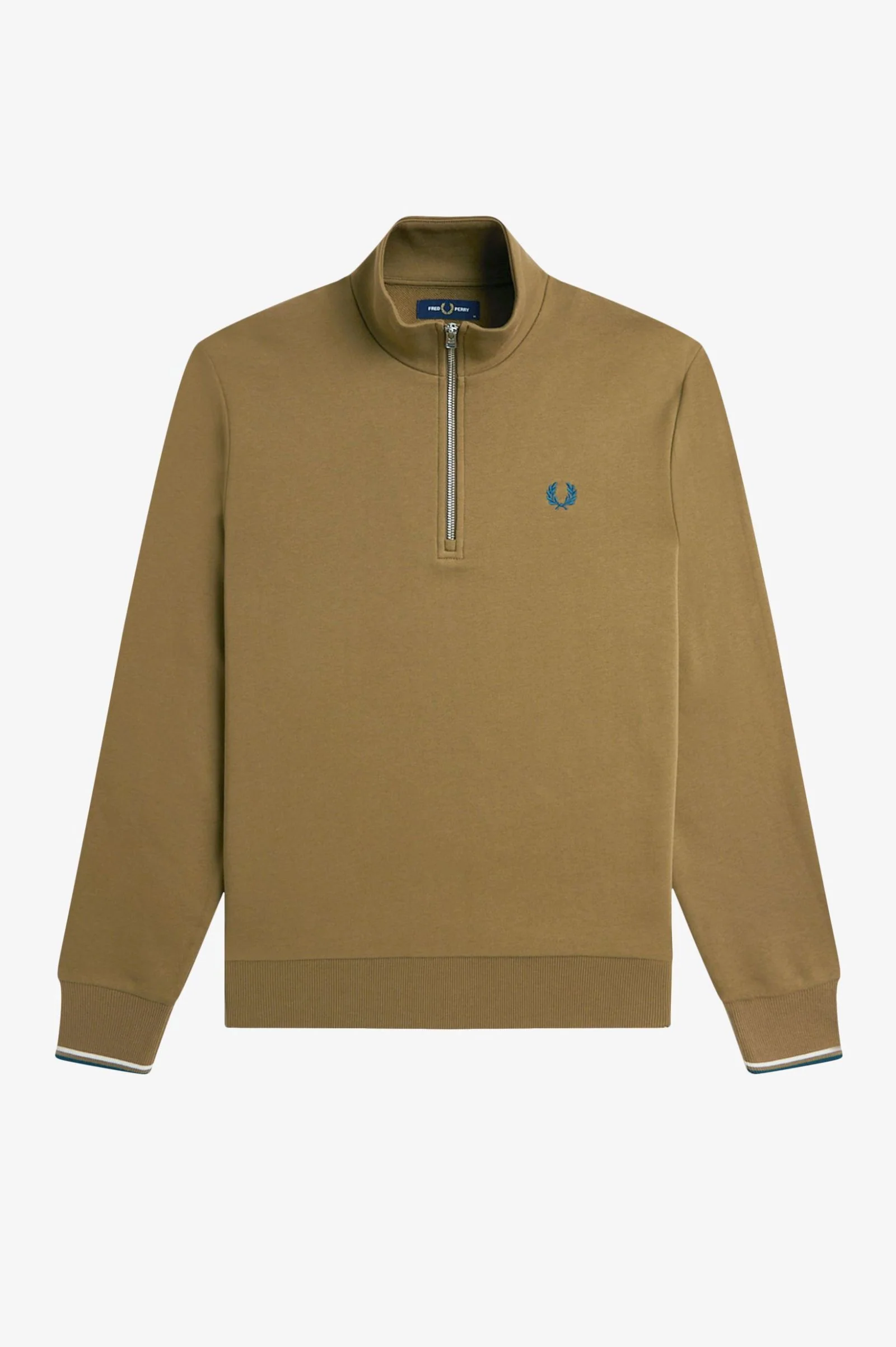 Fred Perry M3574 Half Zip Sweatshirt - Z60 Shaded Stone/Ecru - Image 5