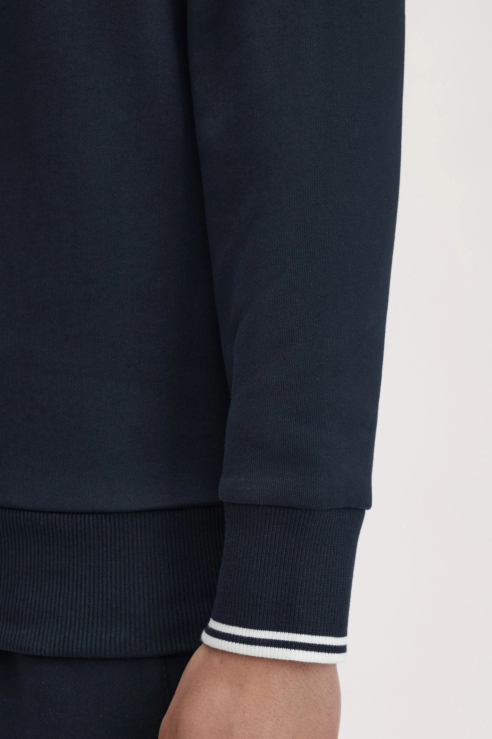 Fred Perry M3574 Quarter Zip Sweat Shirt - 608 Navy - Image 2
