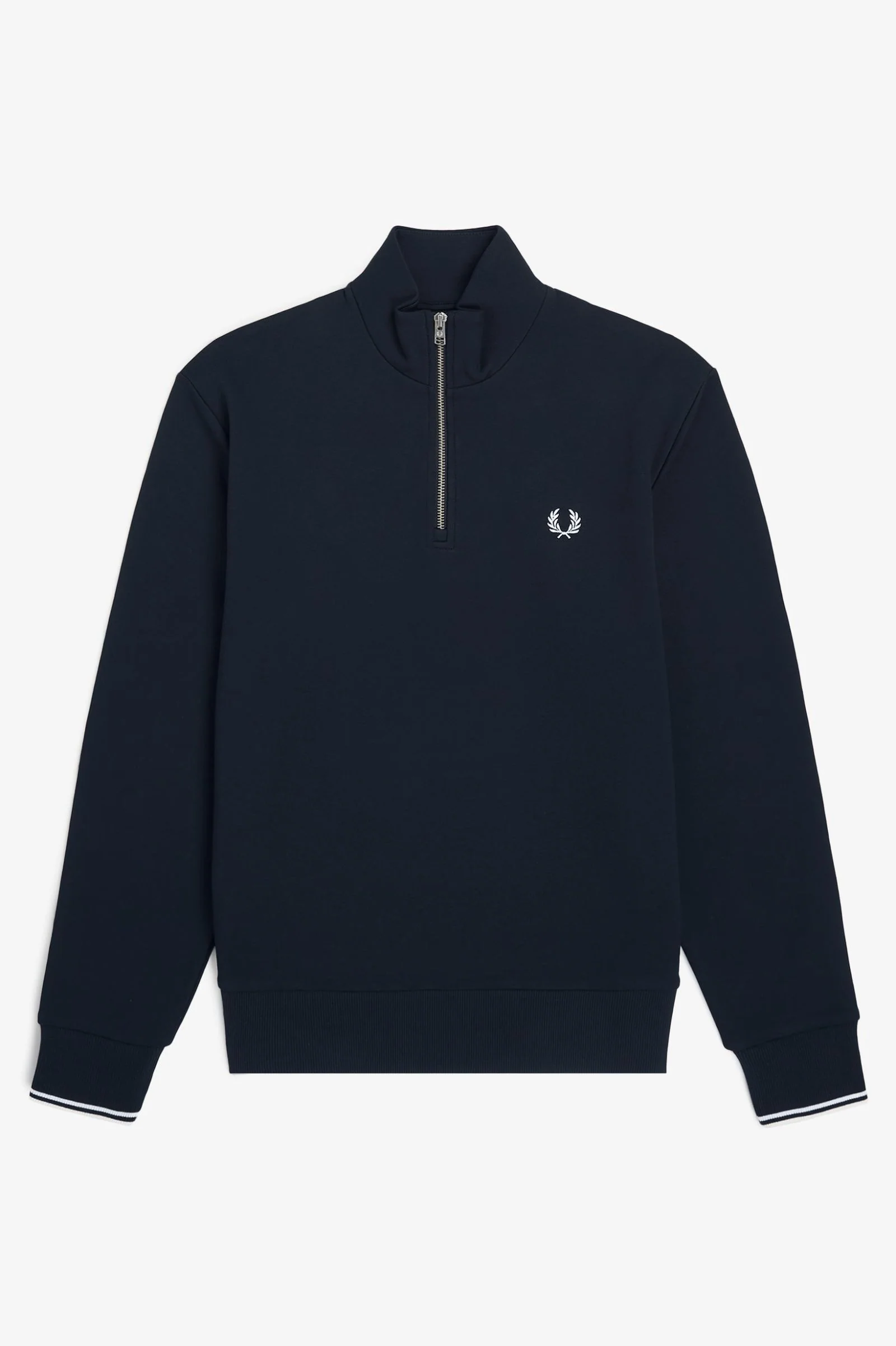 Fred Perry M3574 Quarter Zip Sweat Shirt - 608 Navy - Image 5