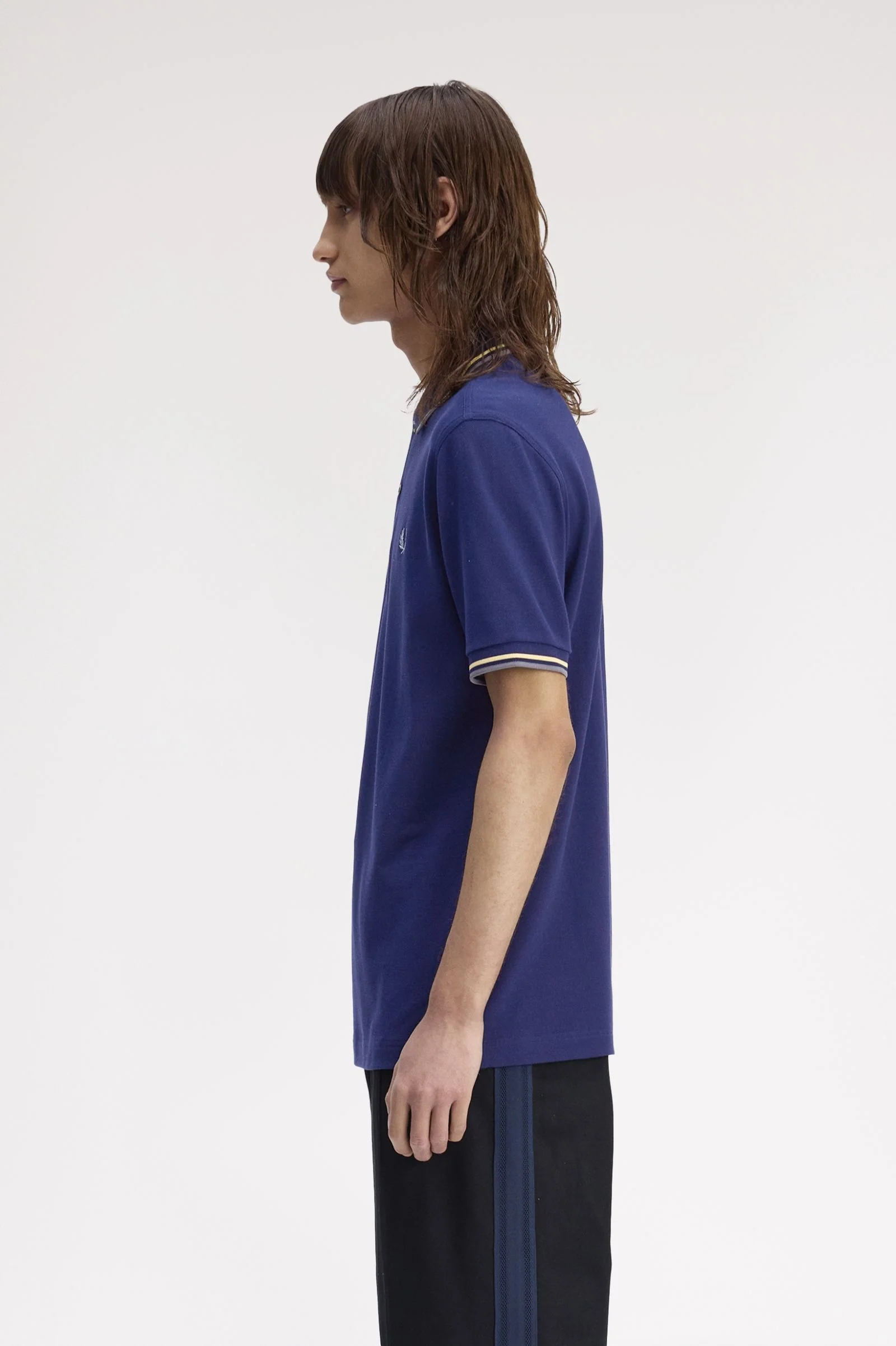 Fred Perry M3600 Twin Tipped Polo - 48A French Navy/Champion's Gold/Stockport Blue - Image 4