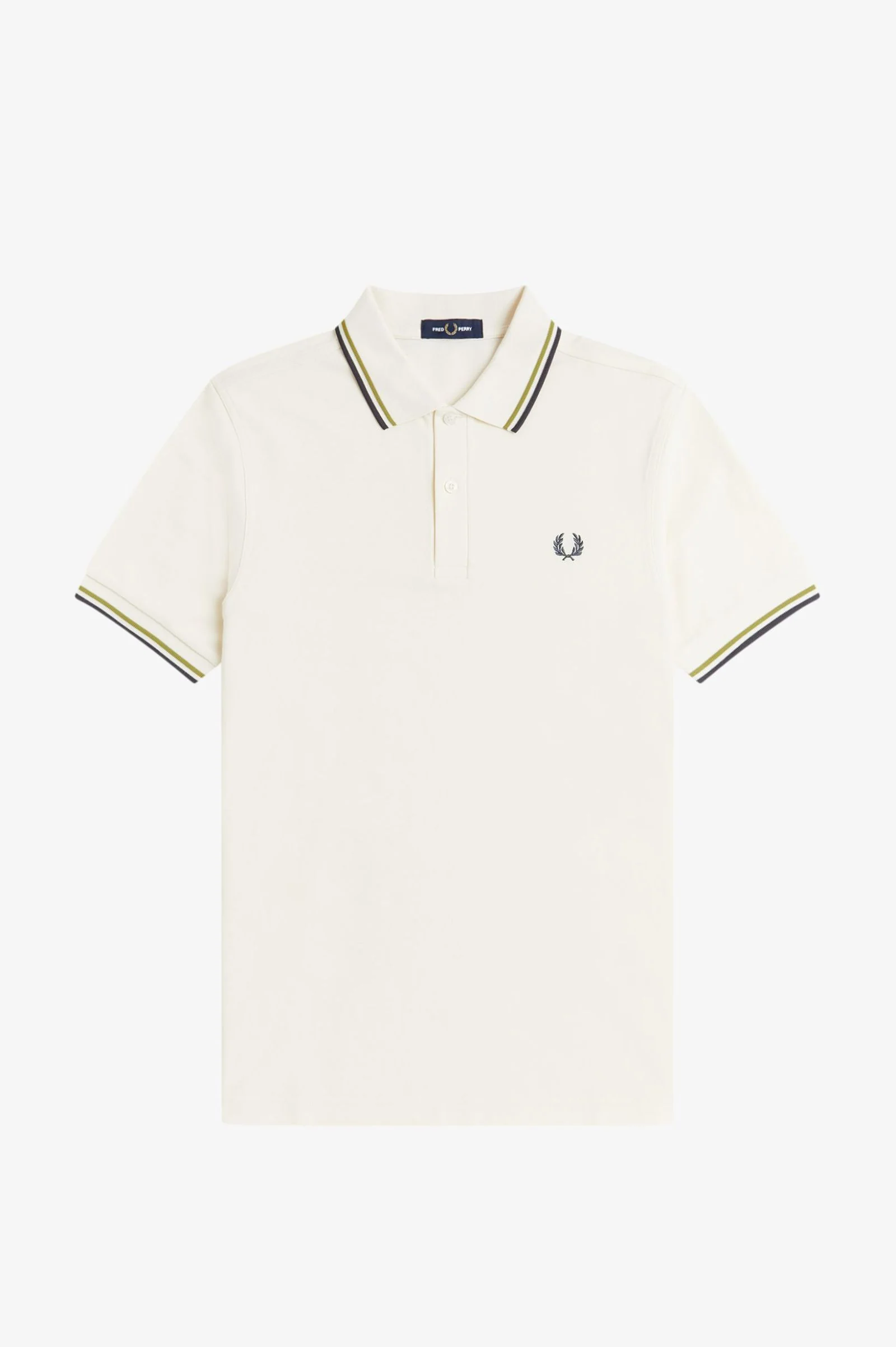 Fred Perry M3600 Twin Tipped Polo Shirt - 46A Ecru/Tennis Ball Yellow/Anchor Grey - Image 5