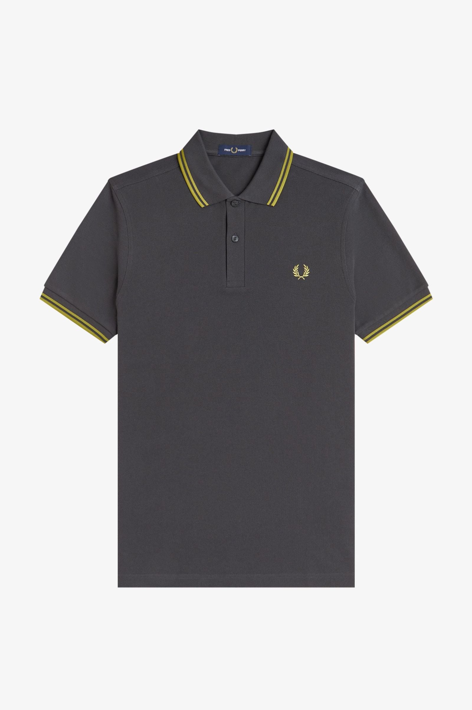 Fred Perry M3600 Twin Tipped Polo Shirt - 58A Anchor Grey/Tennis Ball Yellow/Tennis Ball Yellow - Image 5