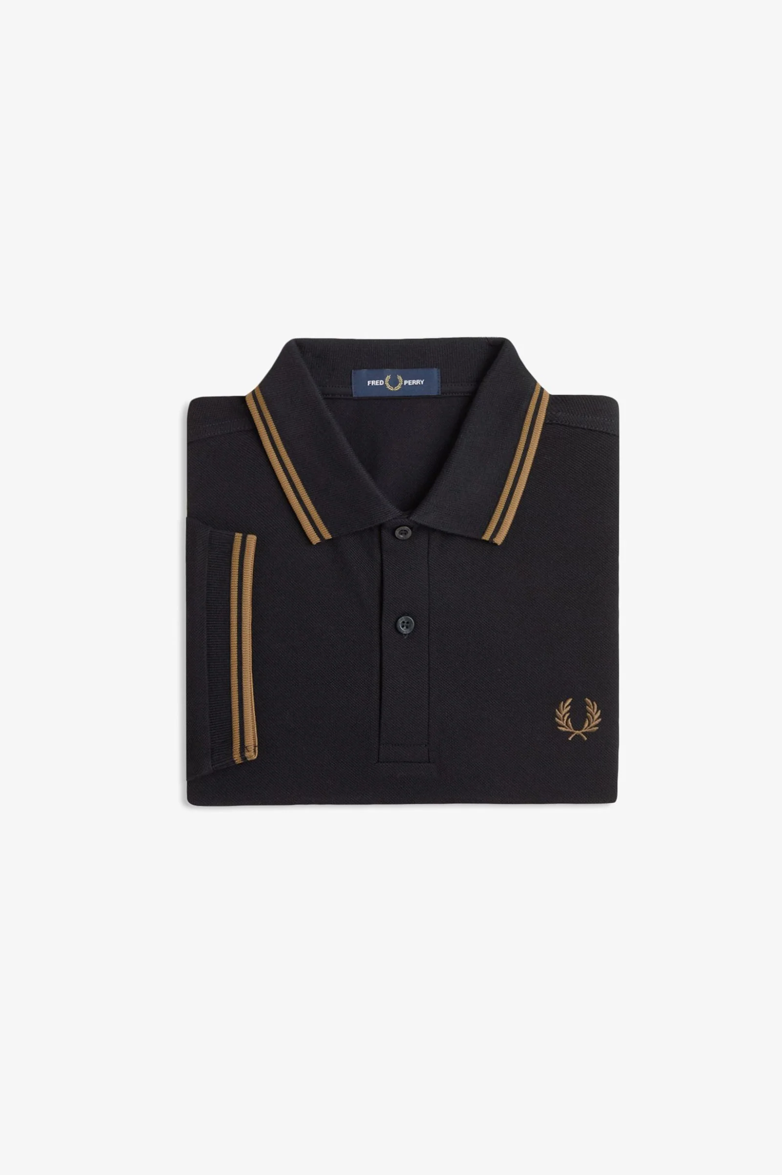 Fred Perry M3600 Twin Tipped Polo Shirt S77 Black/Shaded Stone - Image 5