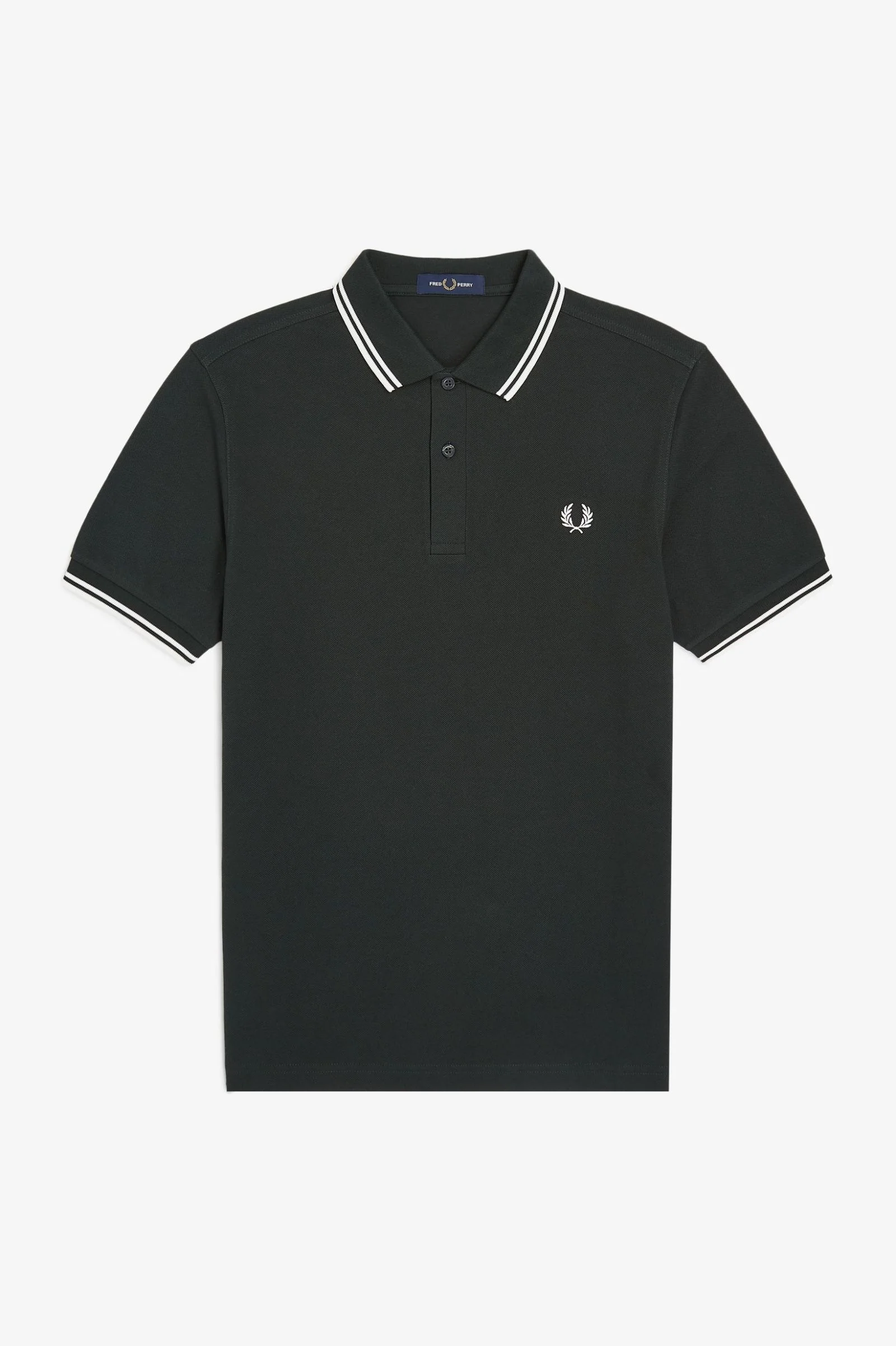 Fred Perry M3600 Twin Tipped Polo Shirt - T50 Night Green/Snow White - Image 4