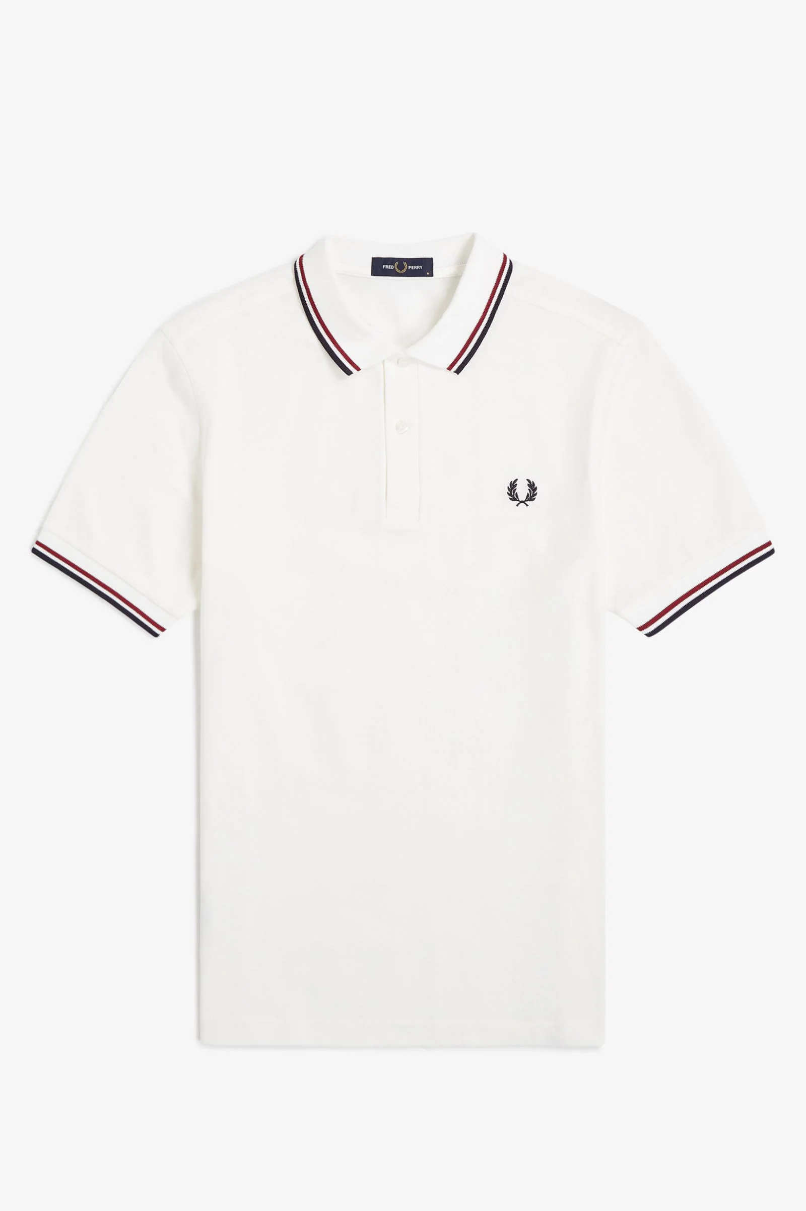 Fred Perry M3600 Twin Tipped Polo Shirt T60 - Snow White/Burnt Red/Navy - Image 4