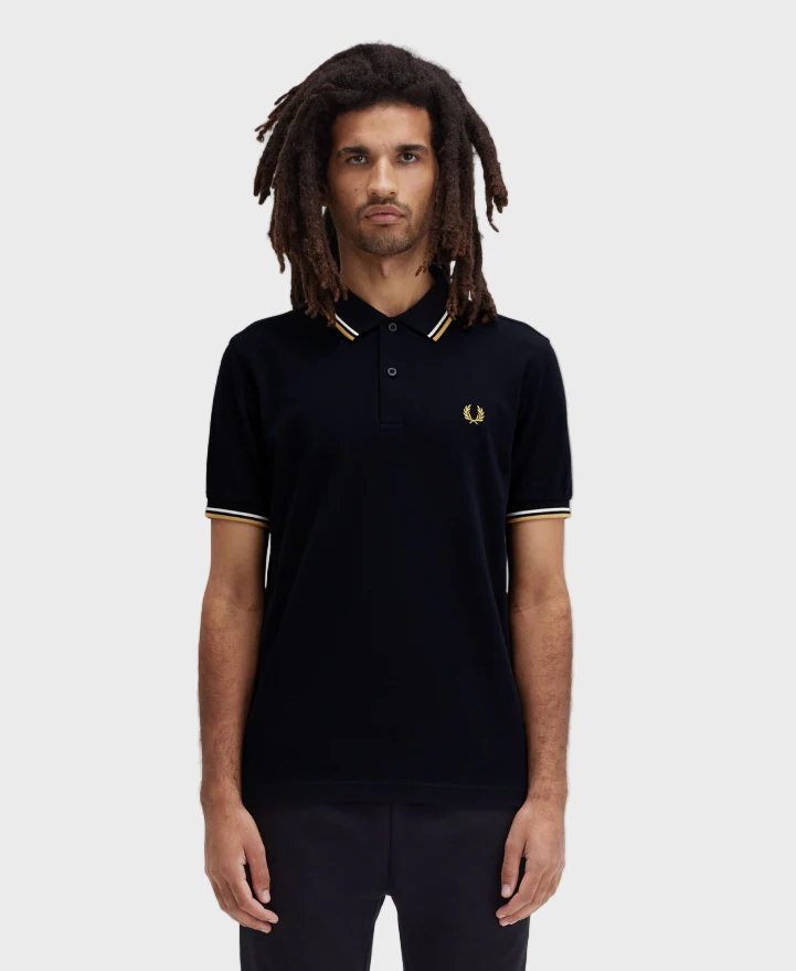 Fred Perry M3600 Twin Tipped Polo Shirt - W53 Navy/Ecru/Honey