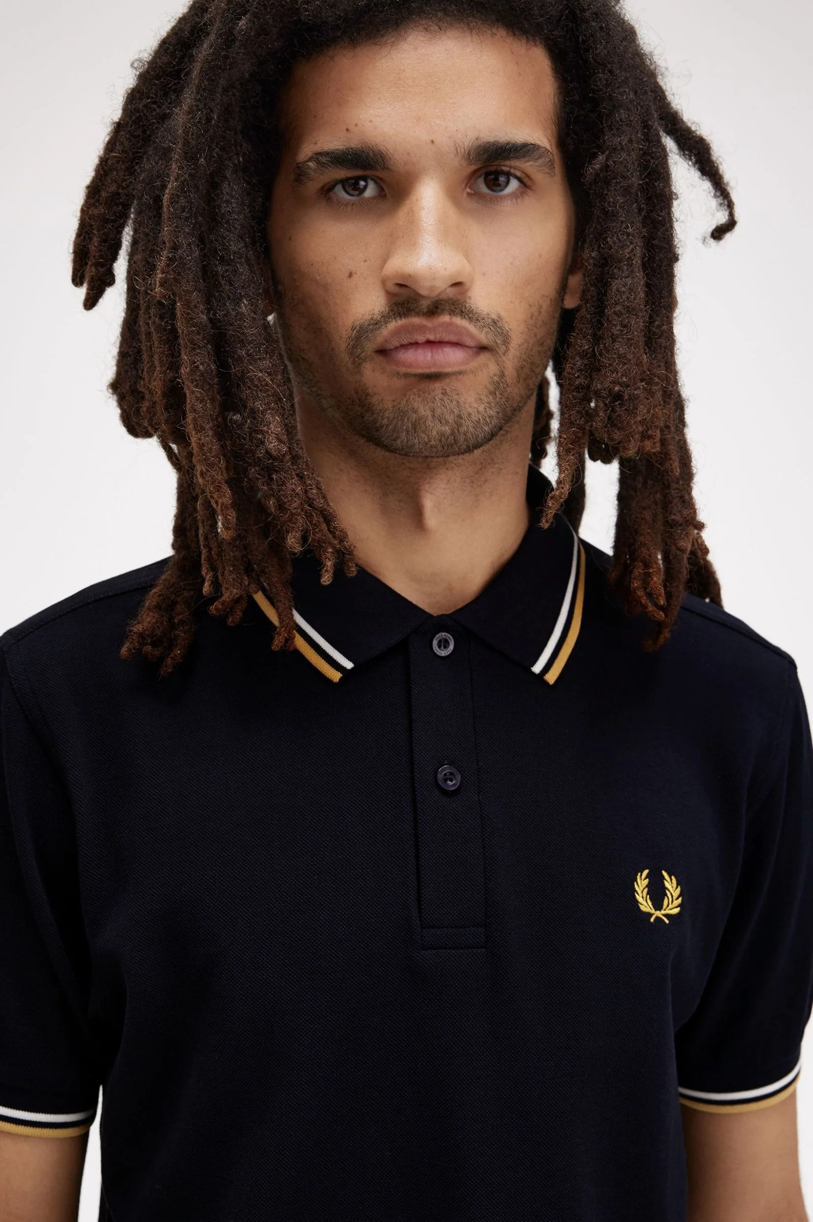 Fred Perry M3600 Twin Tipped Polo Shirt - W53 Navy/Ecru/Honey - Image 2
