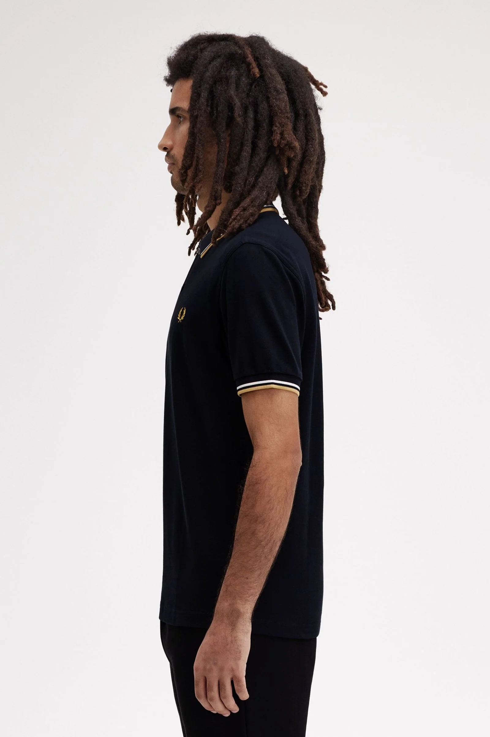 Fred Perry M3600 Twin Tipped Polo Shirt - W53 Navy/Ecru/Honey - Image 3