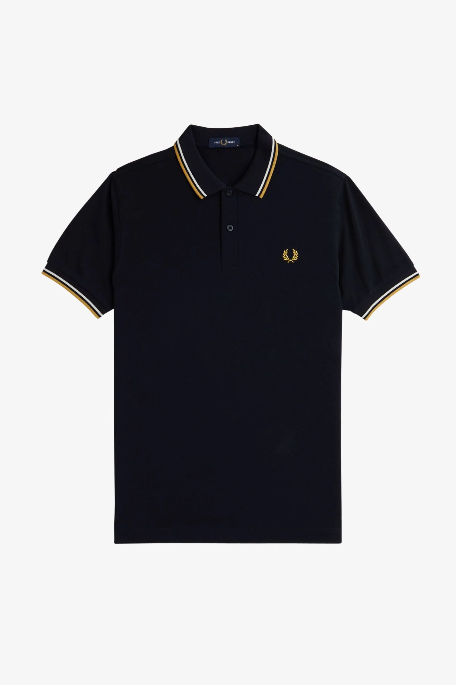 Fred Perry M3600 Twin Tipped Polo Shirt - W53 Navy/Ecru/Honey - Image 4