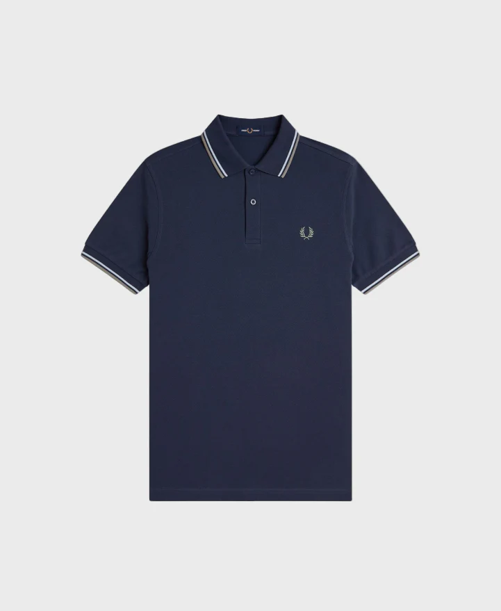 Fred Perry M3600 Twin Tipped Polo Shirt - Z47 Dark Airforce/Light Ice