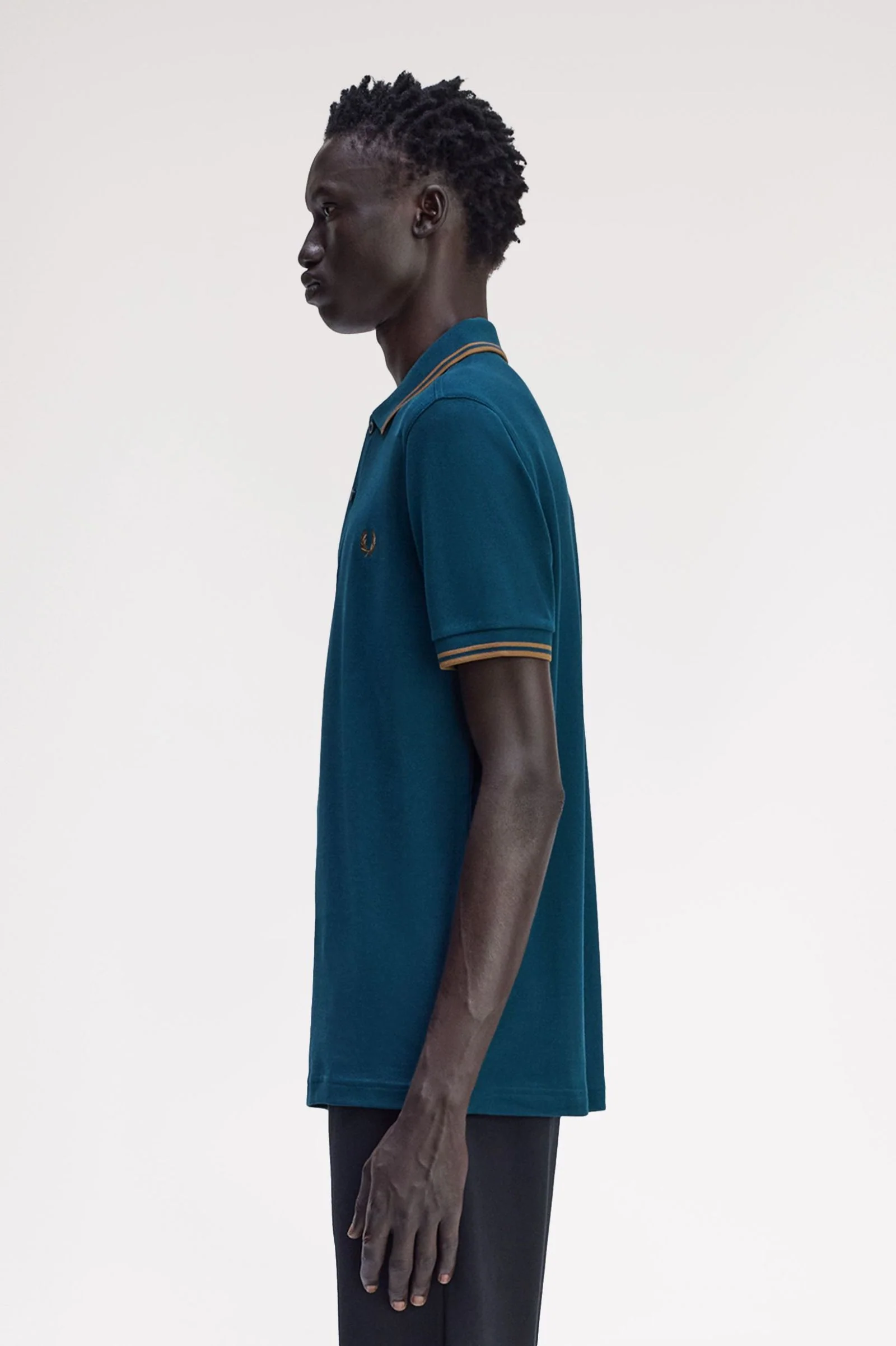 Fred Perry M3600 Twin Tipped Polo Shirt - Z48 Dark Petrol/Shaded Stone - Image 2