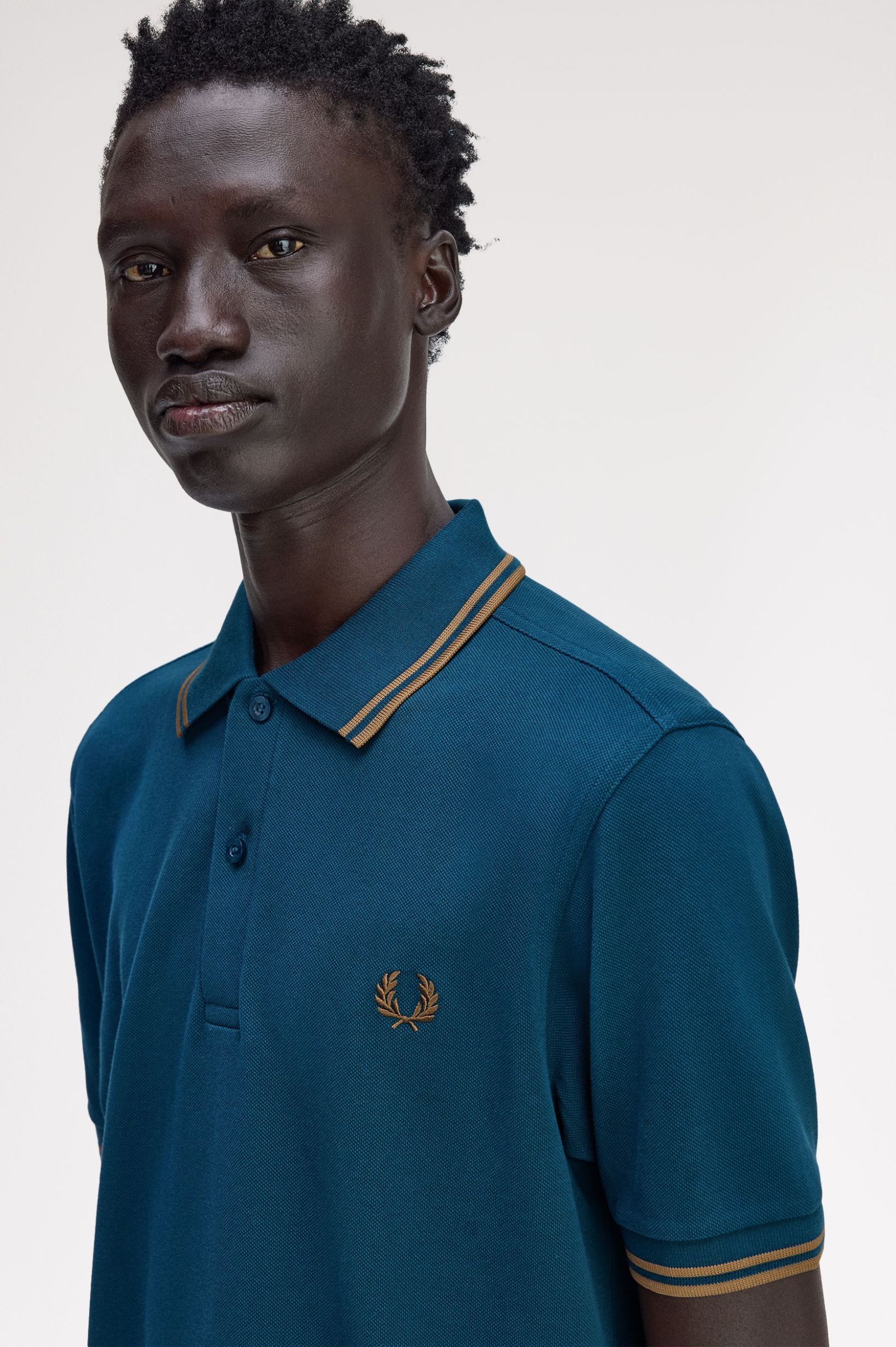 Fred Perry M3600 Twin Tipped Polo Shirt - Z48 Dark Petrol/Shaded Stone - Image 4