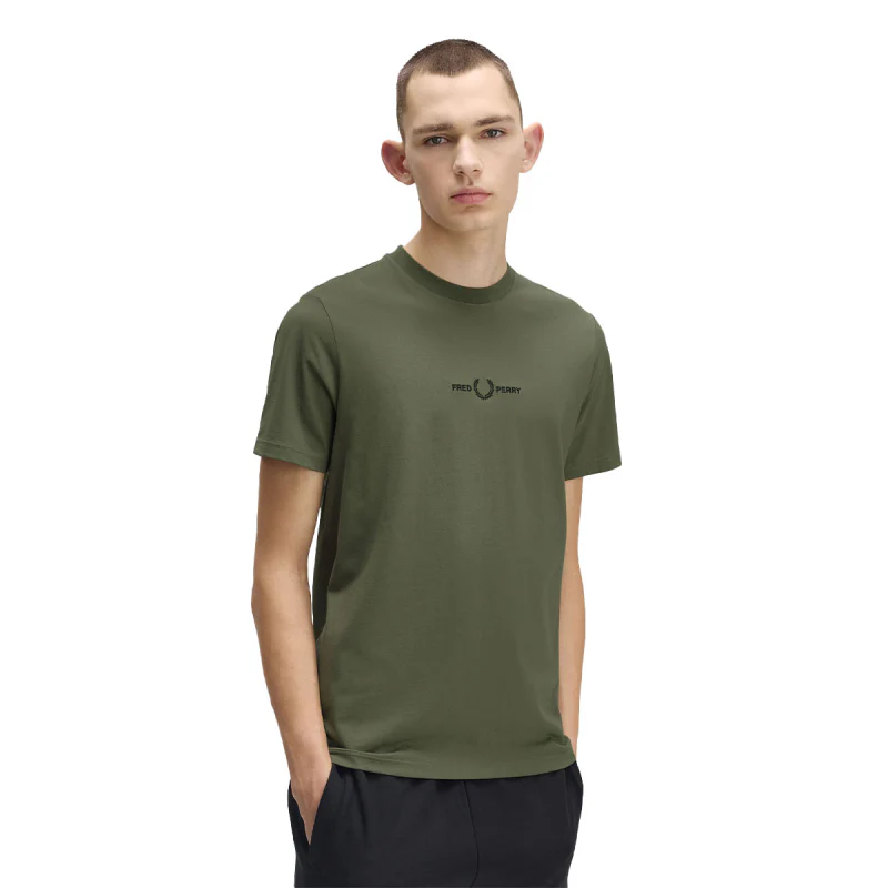 Fred Perry M4580 Embroidered T-Shirt W19 Laurel Wreath Green - Image 3