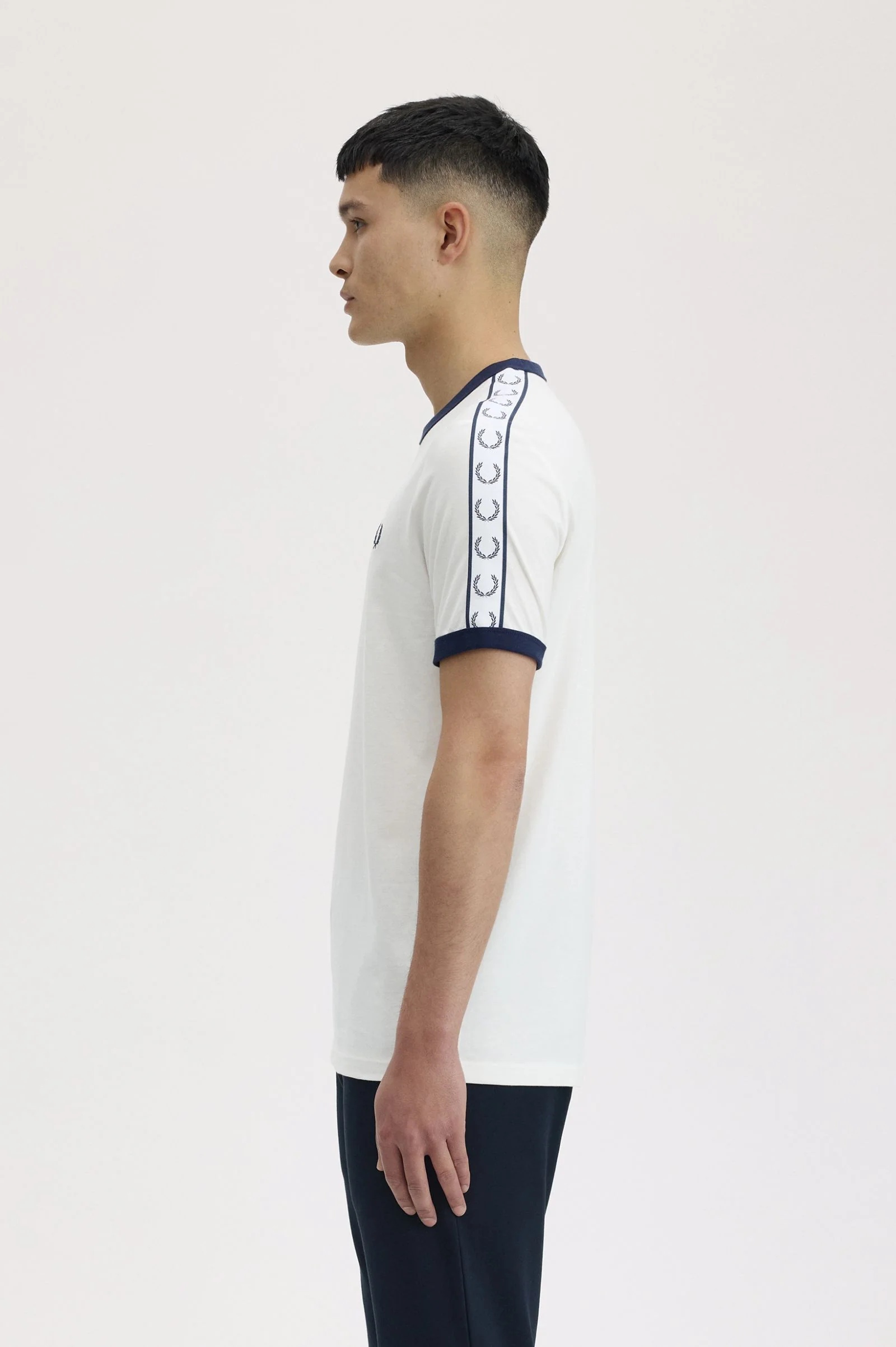 Fred Perry M4620 Taped Ringer T-Shirt - 129 Snow White - Image 3