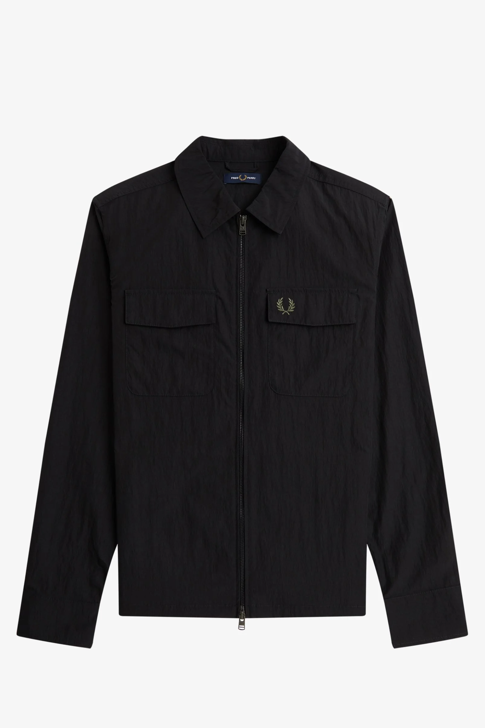 Fred Perry M5684 Pocket Overshirt - 236 Black/Green - Image 5