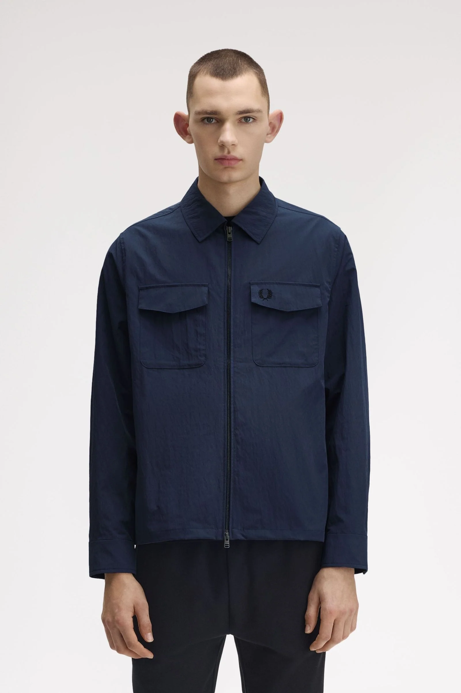 Fred Perry M5684 Pocket Overshirt 738 Dark Airforce - Image 3