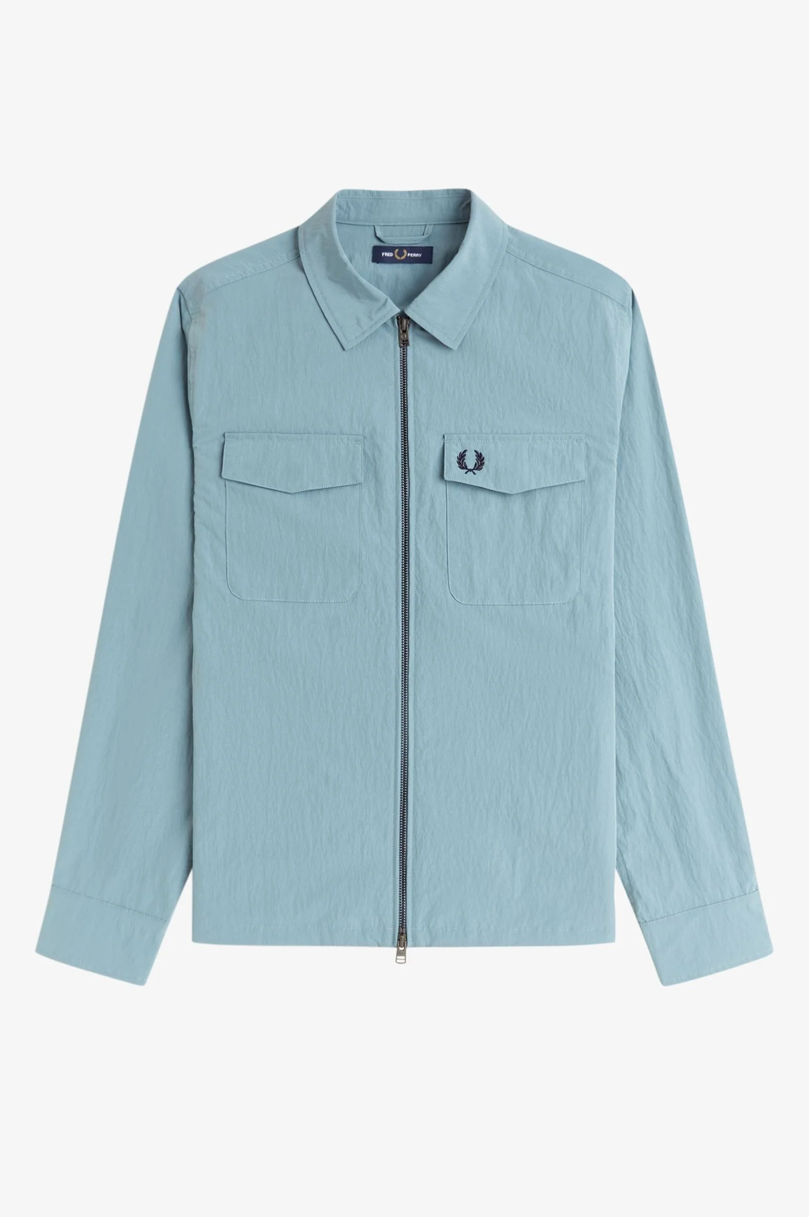 Fred Perry M5684 Zip Through Overshirt - Z20 Stockport Blue - Image 5