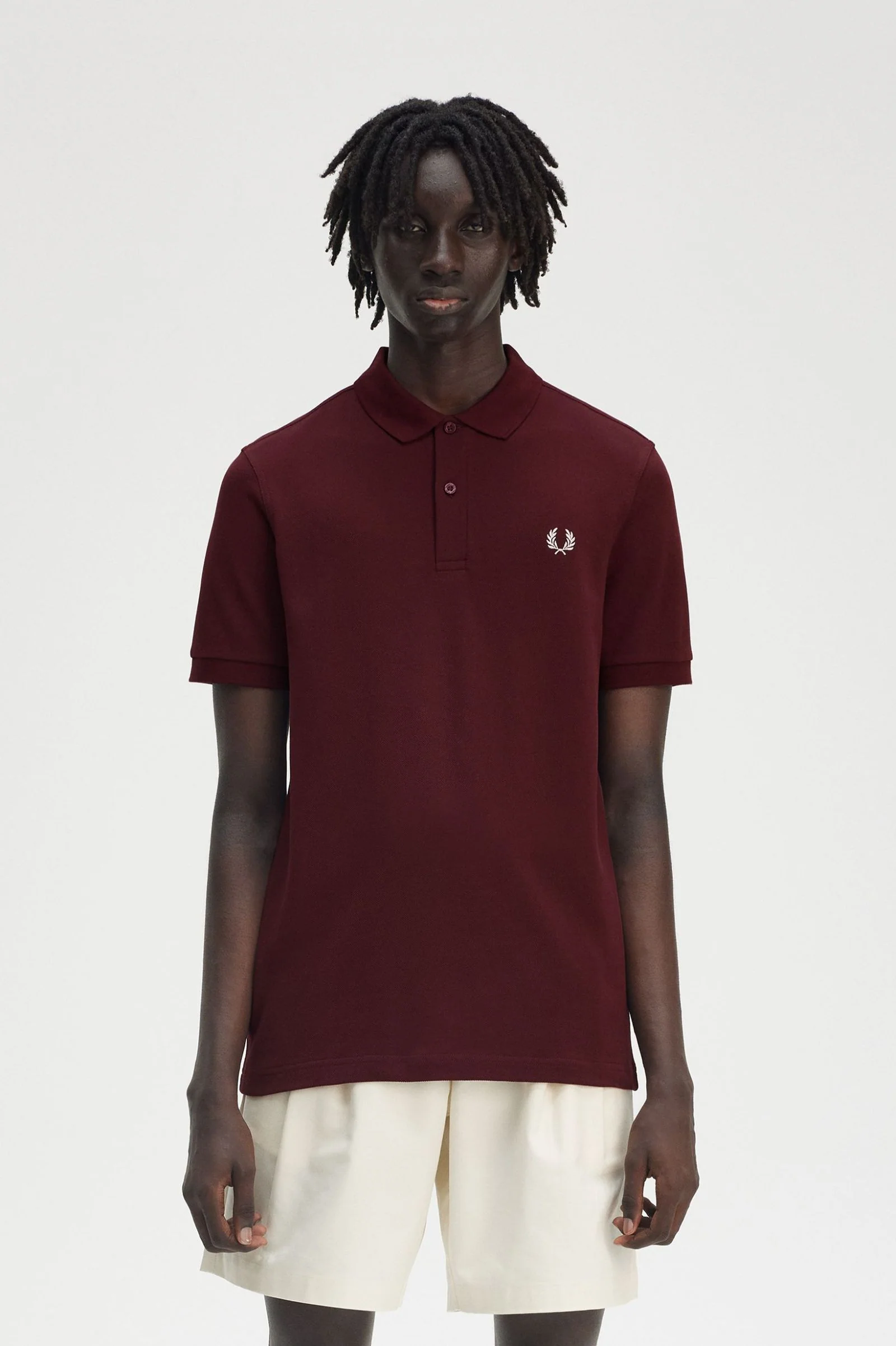 Fred Perry M6000 Plain Fred Perry Polo Shirt 597 Oxblood/Ecru - Image 3