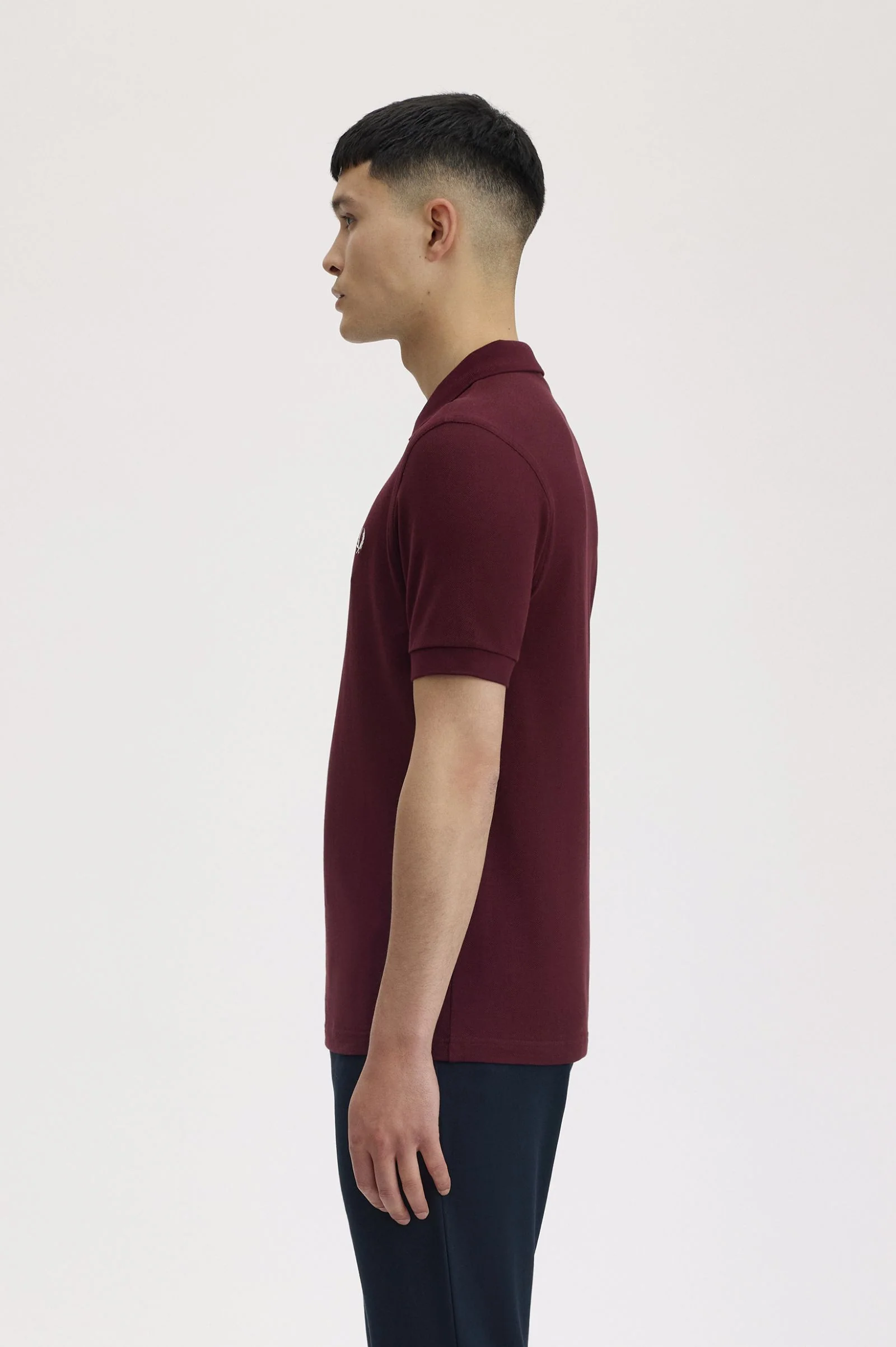 Fred Perry M6000 Plain Fred Perry Polo Shirt 597 Oxblood/Ecru - Image 4