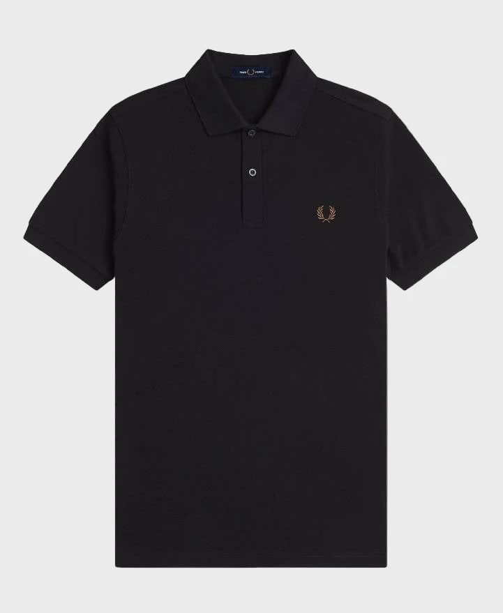 Fred Perry M6000 Plain Fred Perry Polo Shirt S77 Black/Shadestone