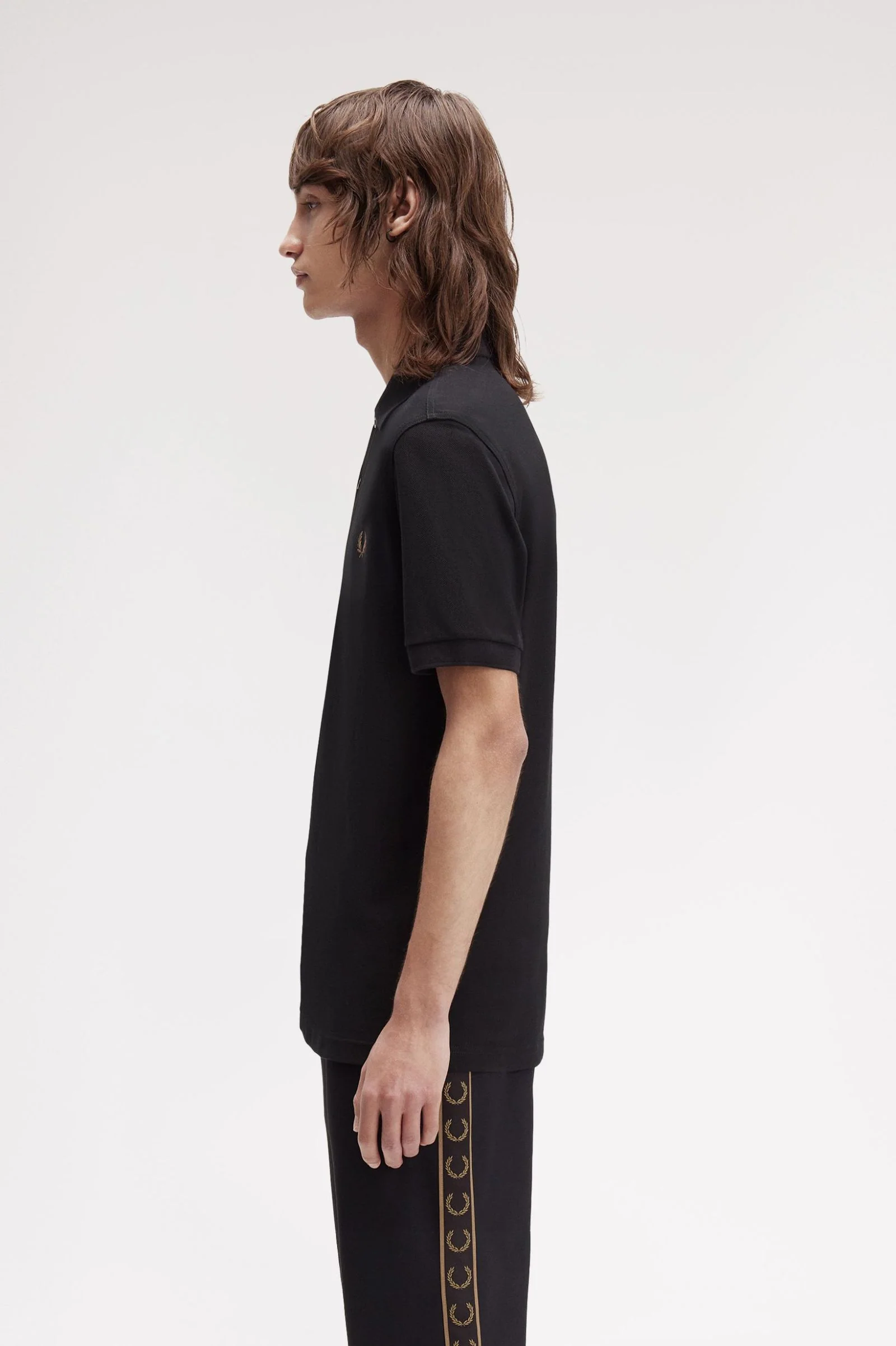 Fred Perry M6000 Plain Fred Perry Polo Shirt S77 Black/Shadestone - Image 4