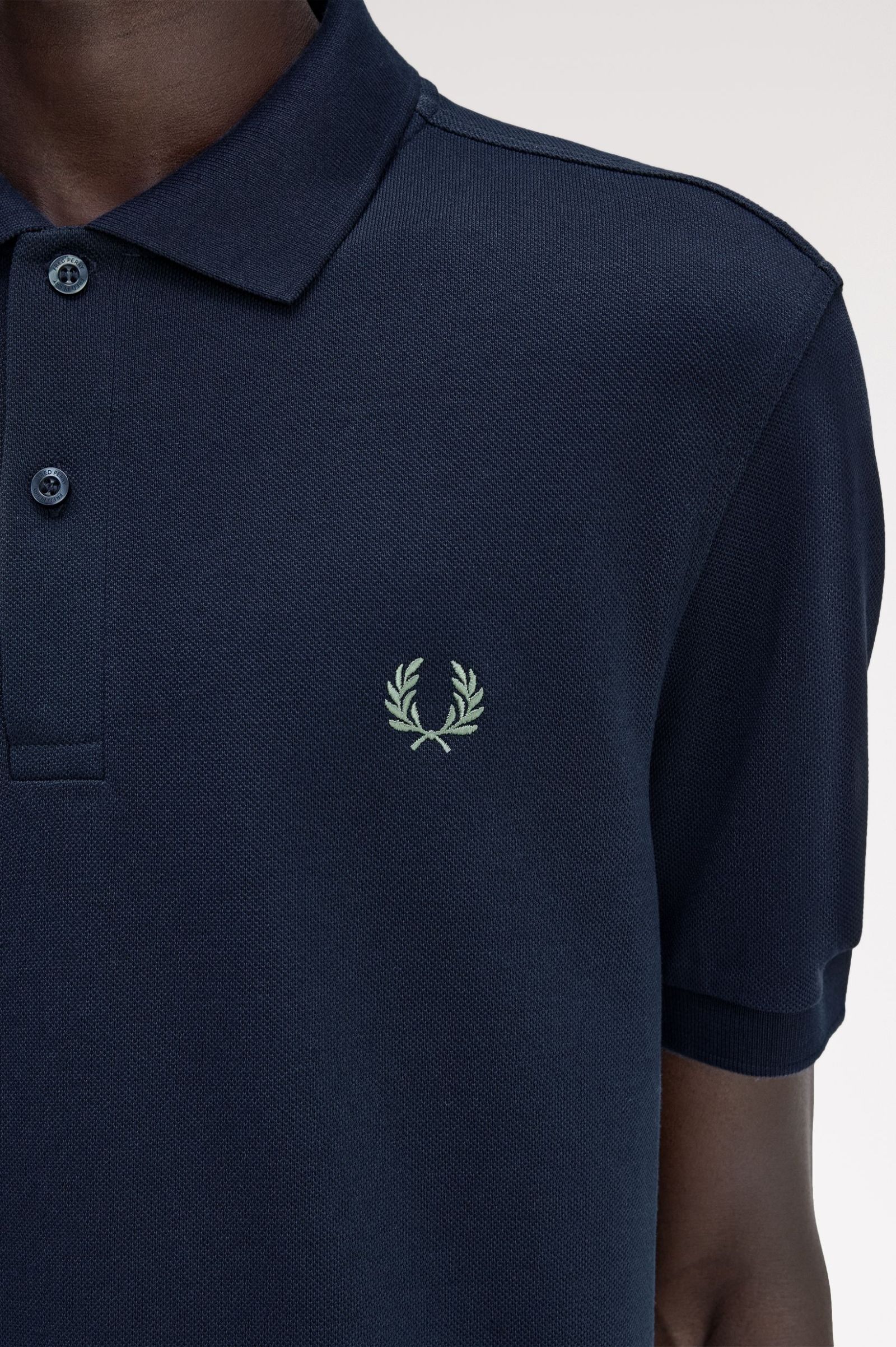 Fred Perry M6000 Plain Fred Perry Polo Shirt Z65 Dark Airforce/Bay Leaf - Image 5