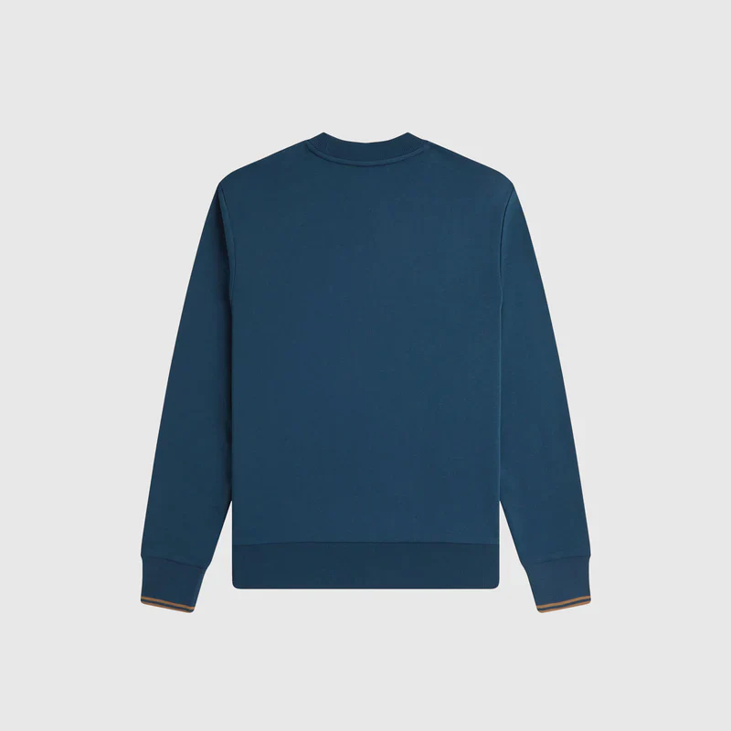 Fred Perry M7535 Crew Neck Sweatshirt - Z48 Dark Petrol/Shaded Stone - Image 2
