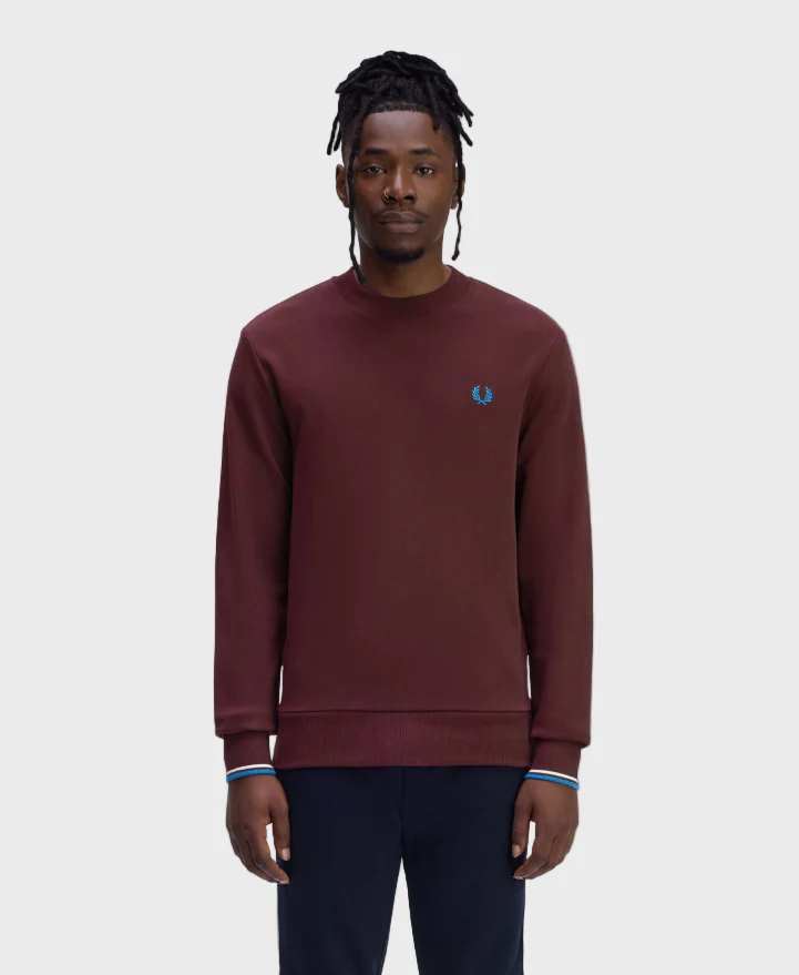 Fred Perry M7535 Crew Neck Sweatshirt - Z63 Oxblood/Ecru