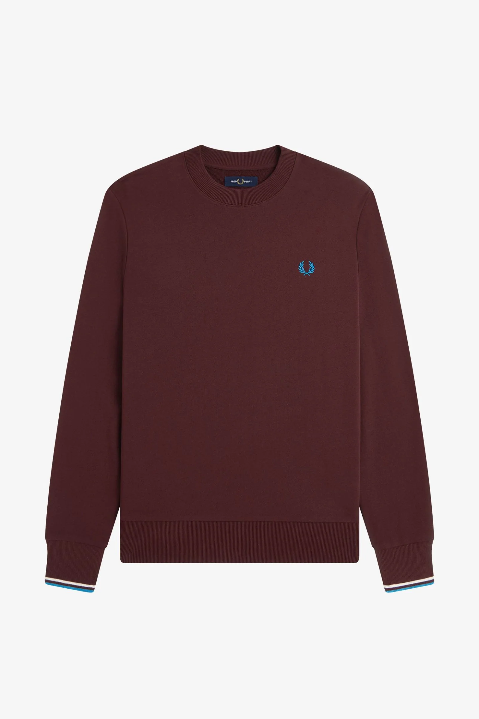 Fred Perry M7535 Crew Neck Sweatshirt - Z63 Oxblood/Ecru - Image 5