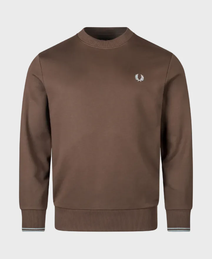 Fred Perry M7535 Crewneck Sweatshirt - 49A Burnt Tobacco/Stockport Blue