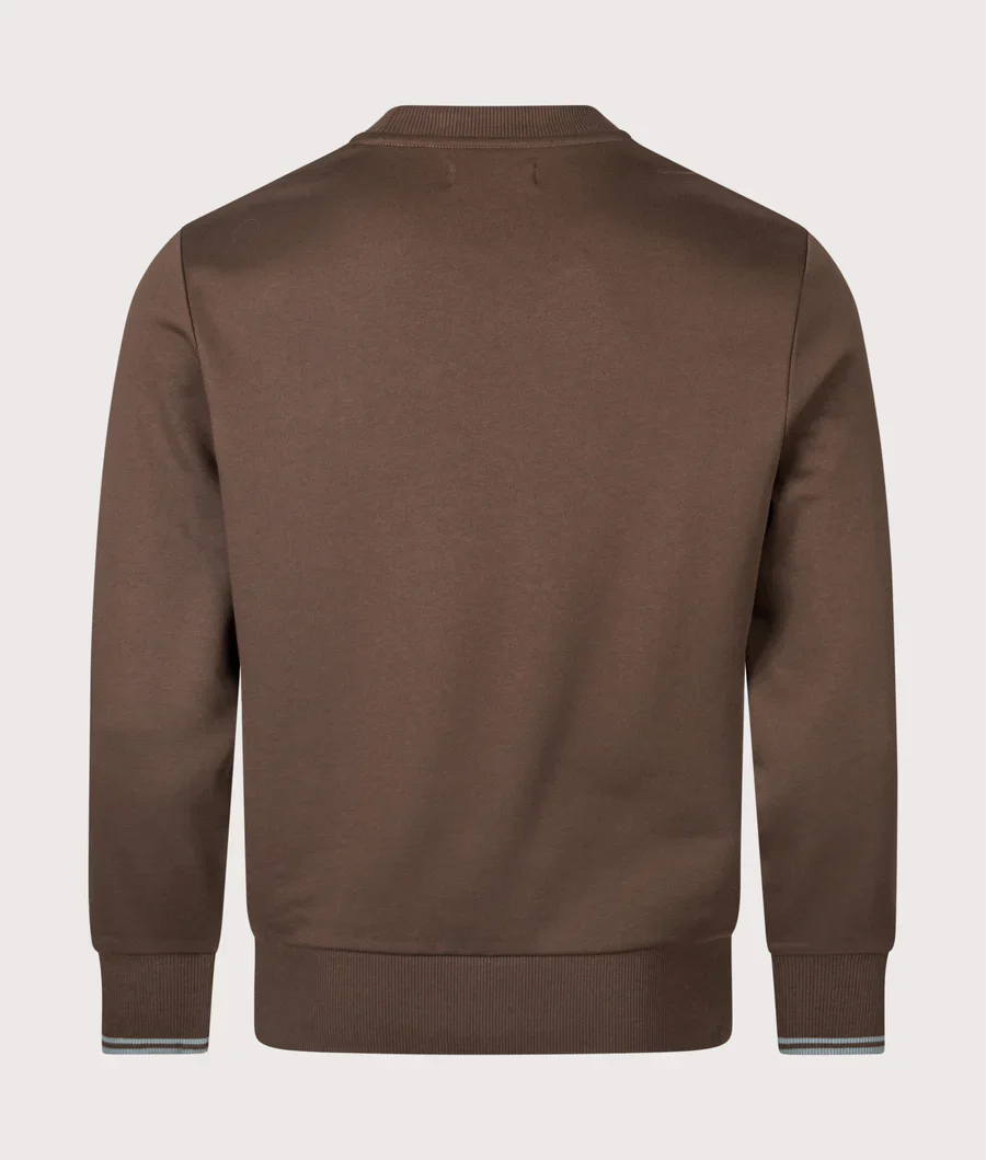 Fred Perry M7535 Crewneck Sweatshirt - 49A Burnt Tobacco/Stockport Blue - Image 2