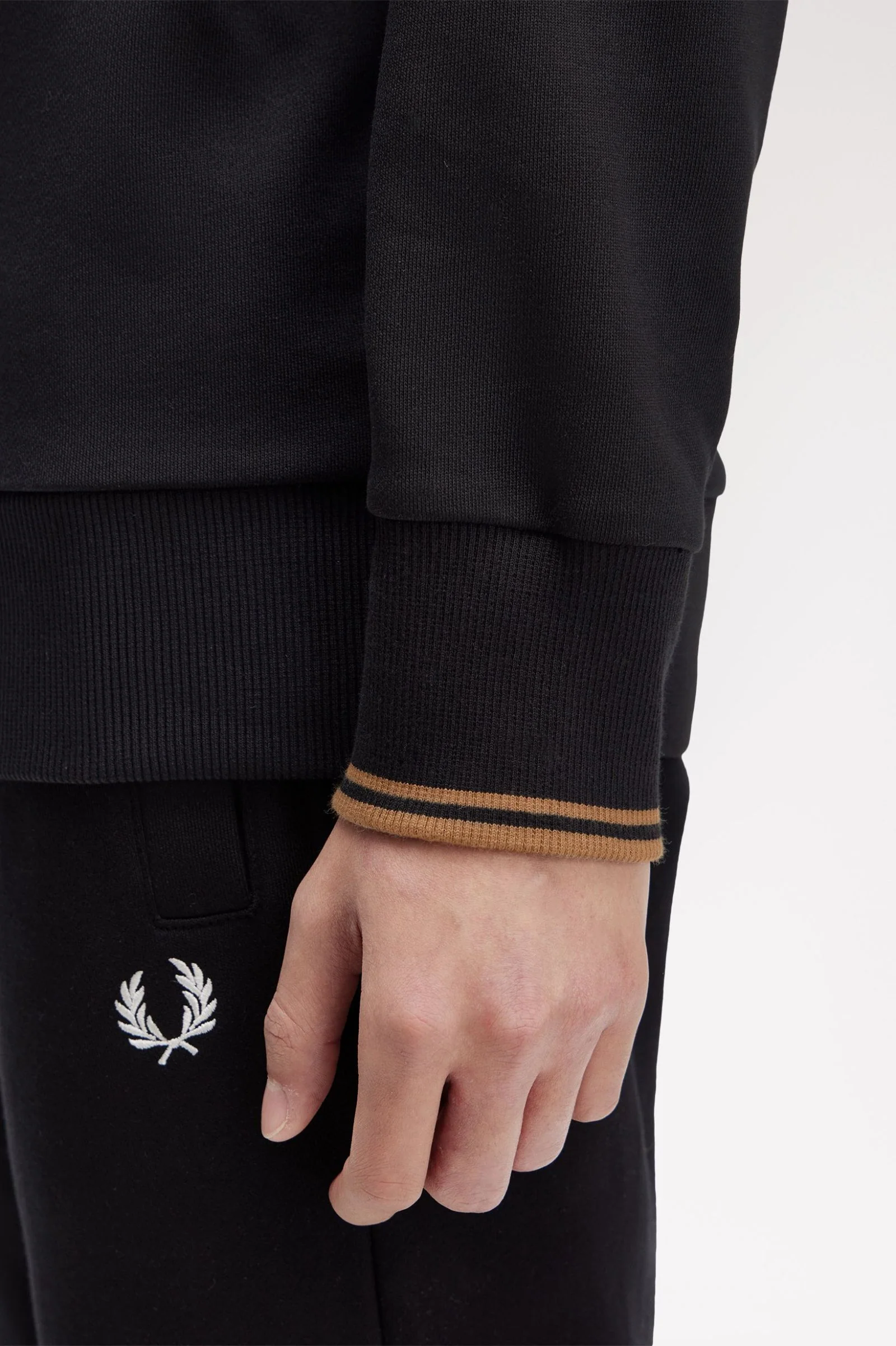 Fred Perry M7535 Crewneck Sweatshirt - S77 Black/Shaded Stone - Image 3