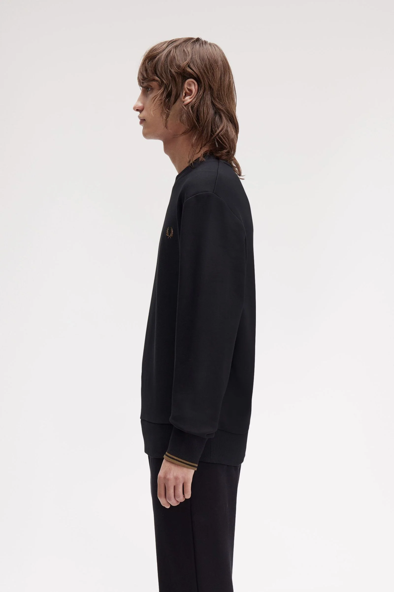 Fred Perry M7535 Crewneck Sweatshirt - S77 Black/Shaded Stone - Image 5