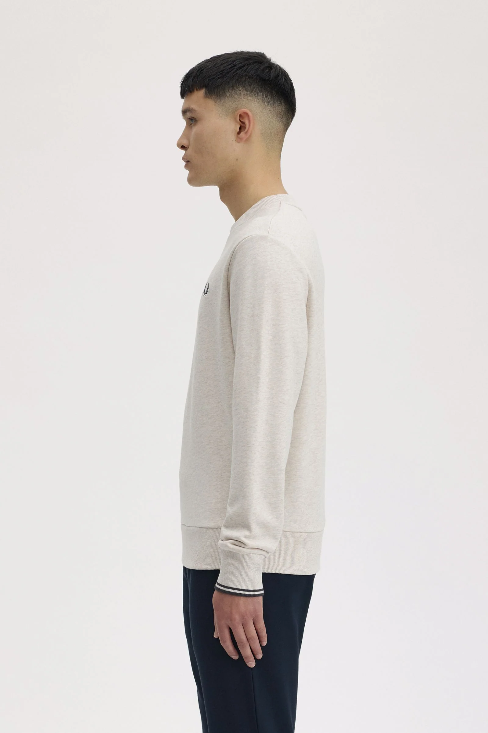 Fred Perry M7535 Crewneck Sweatshirt - Porridge Marl - Image 3
