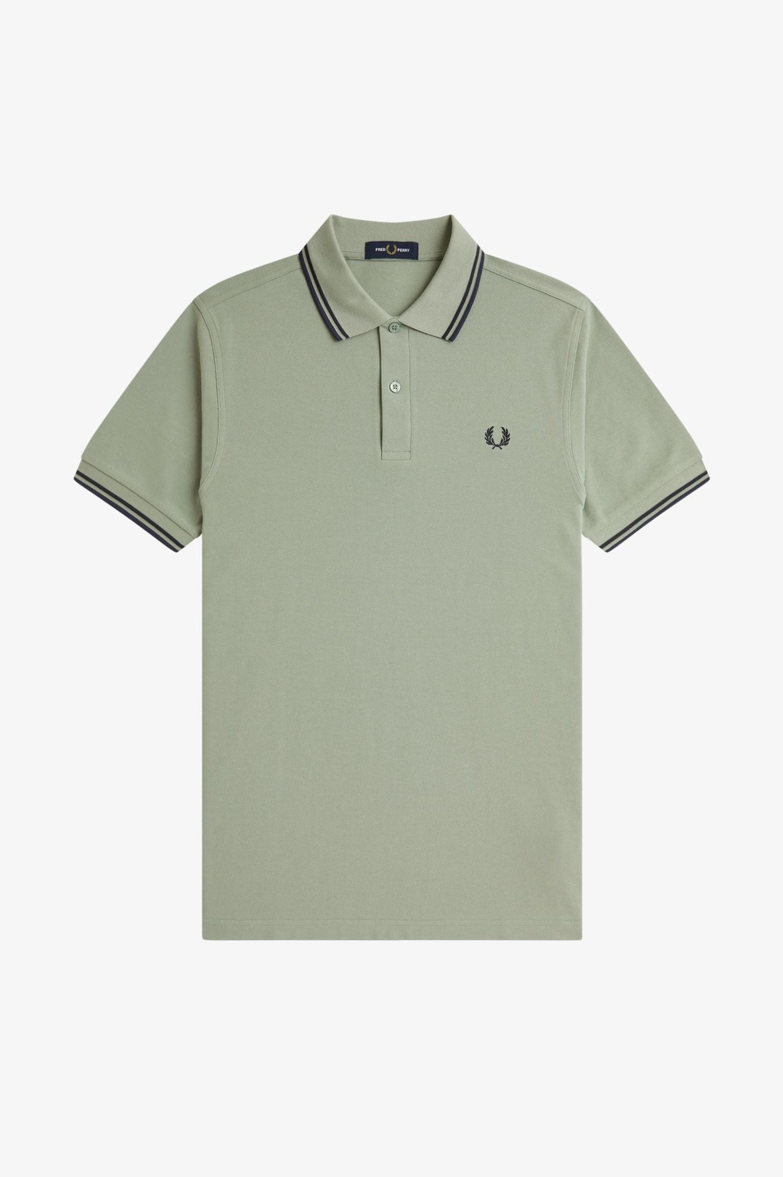 Fred Perry Polo Shirt M3600 Twin Tipped Polo Shirt - Z49 Bay Leaf/Dark Airforce - Image 4