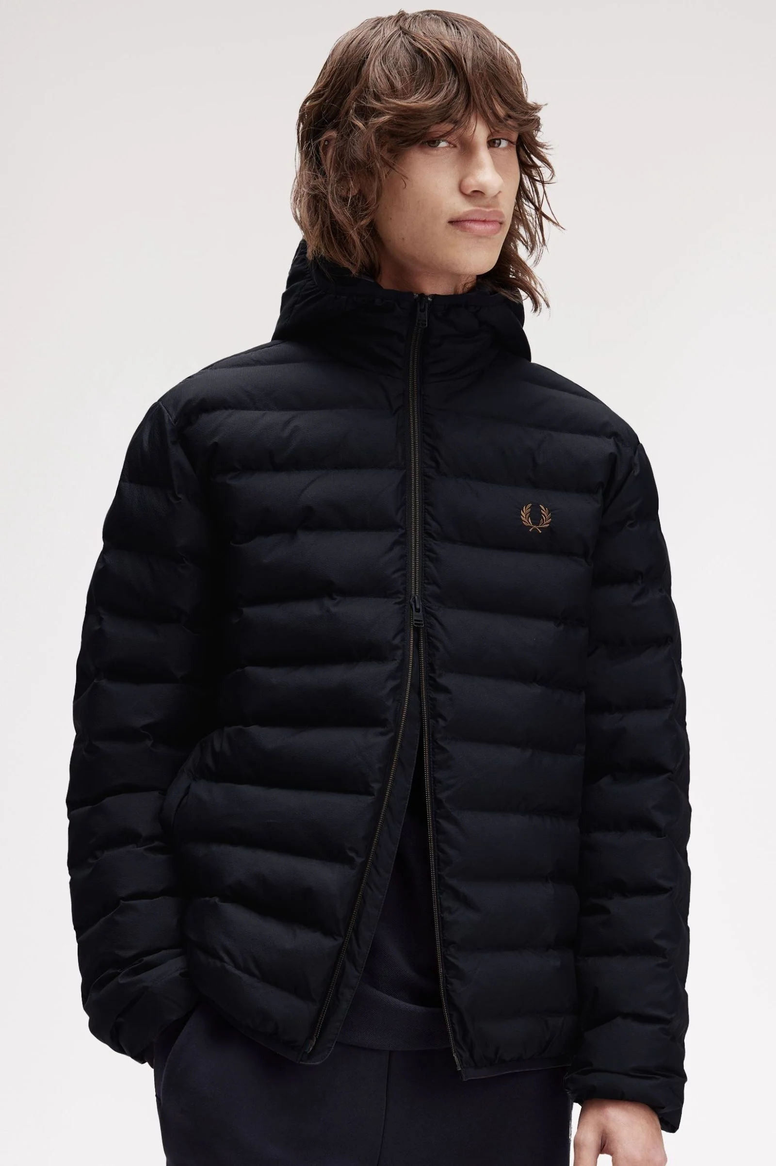 Fred Perry J8553 Hooded Insulated Jacket 184 Black - Image 3