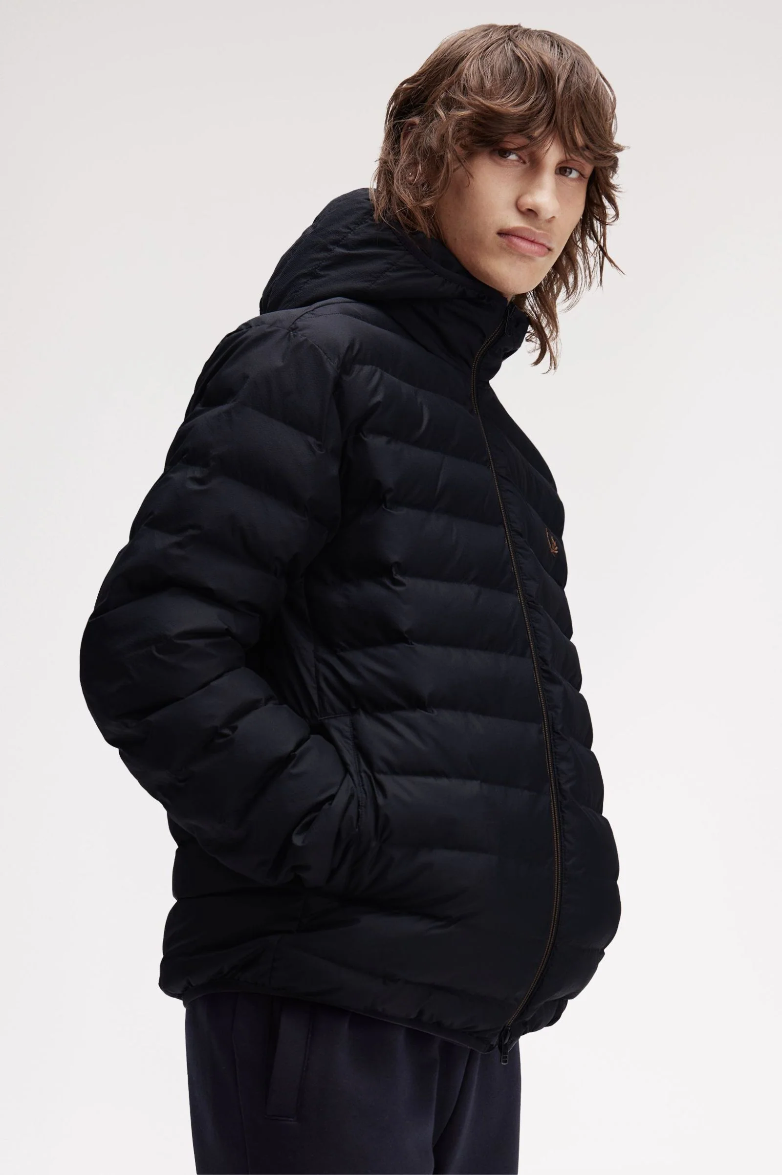 Fred Perry J8553 Hooded Insulated Jacket 184 Black - Image 4