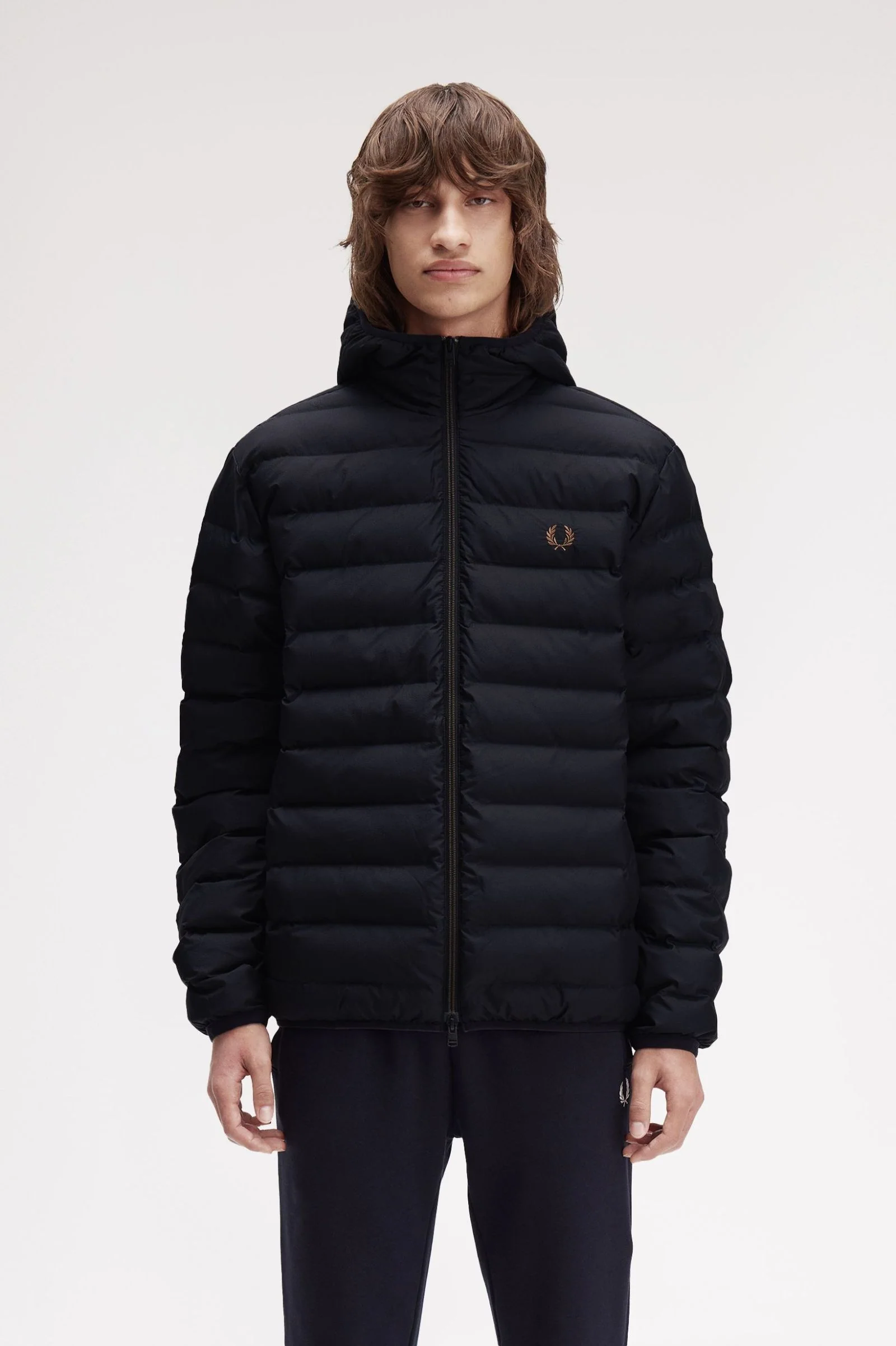 Fred Perry J8553 Hooded Insulated Jacket 184 Black - Image 7