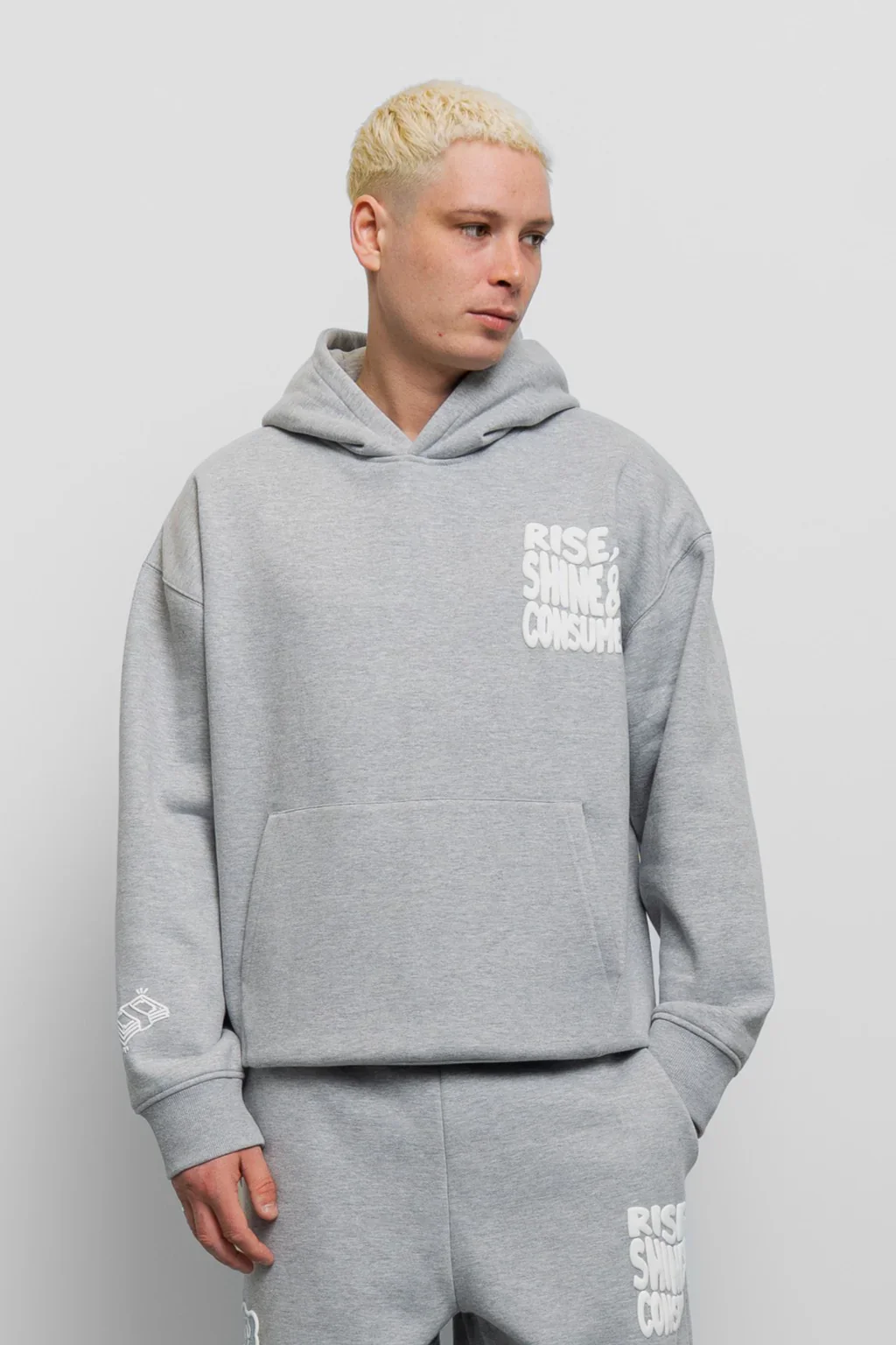 Fresh Rise, Shine & Consume Hoodie - Grey Marl - Image 3