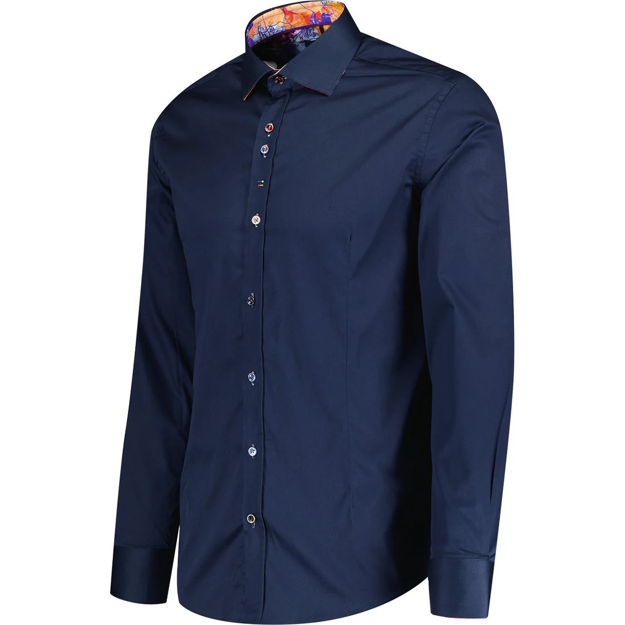 Guide London Retro Plain No More LS76768 Shirt - Navy - Image 4