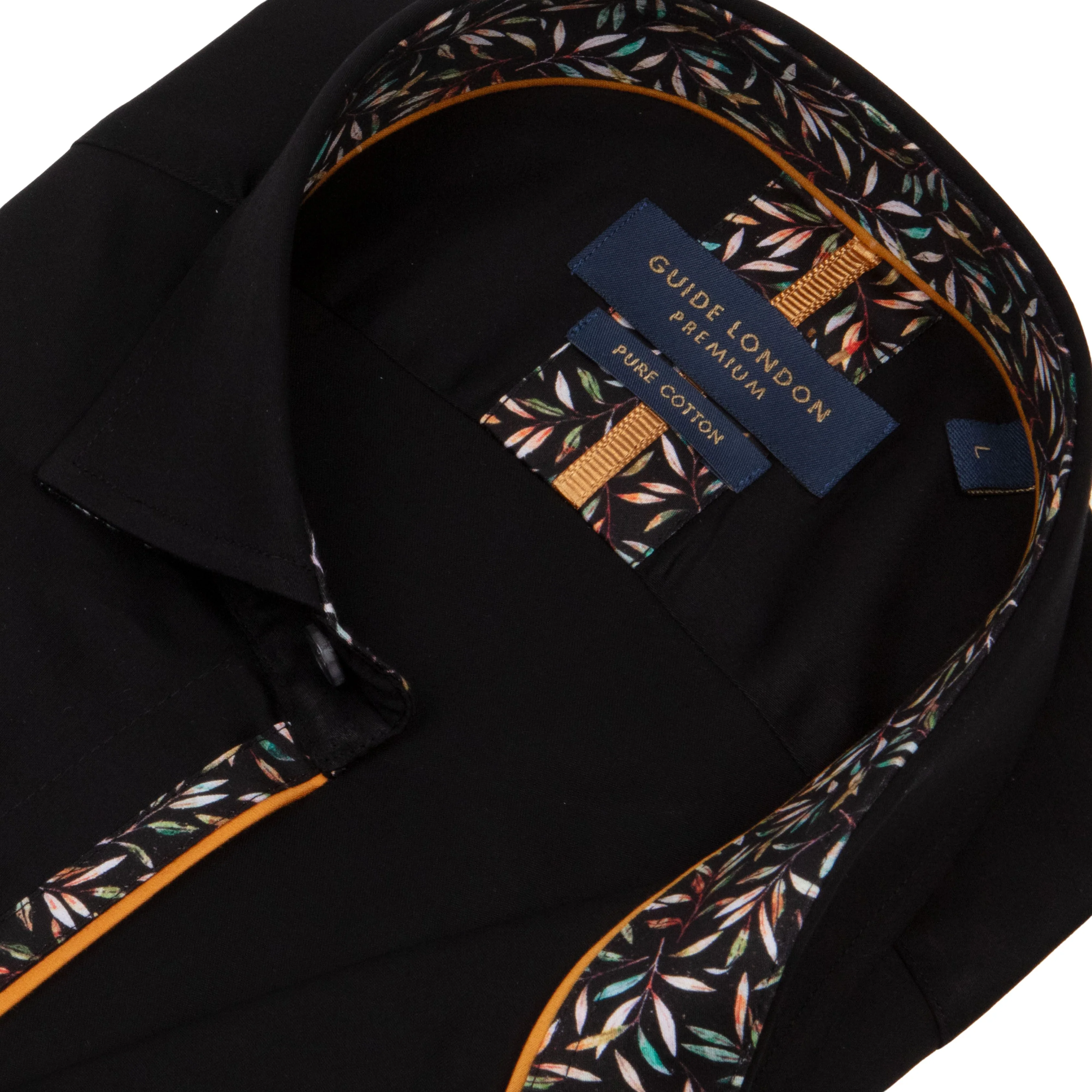 Guide London LS77005 Plain Shirt Black - Image 2