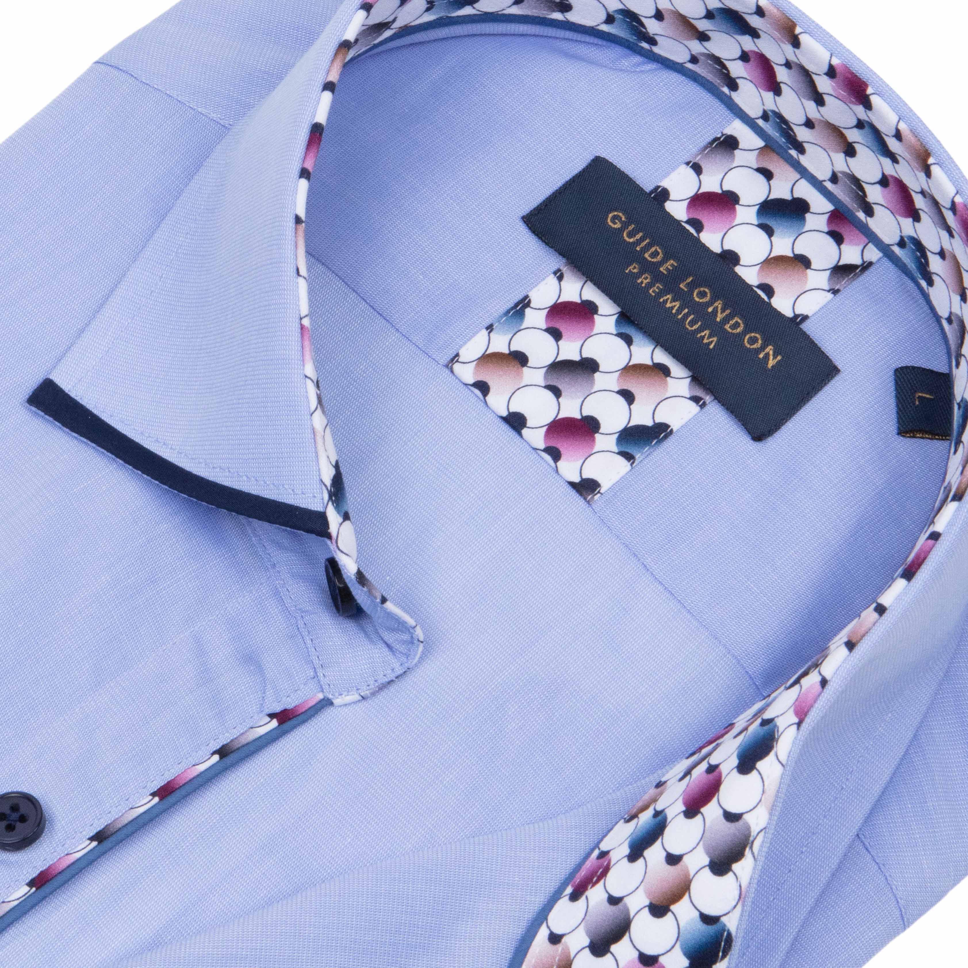 Guide London LS77006 Tipped Shirt Sky/Navy - Image 2