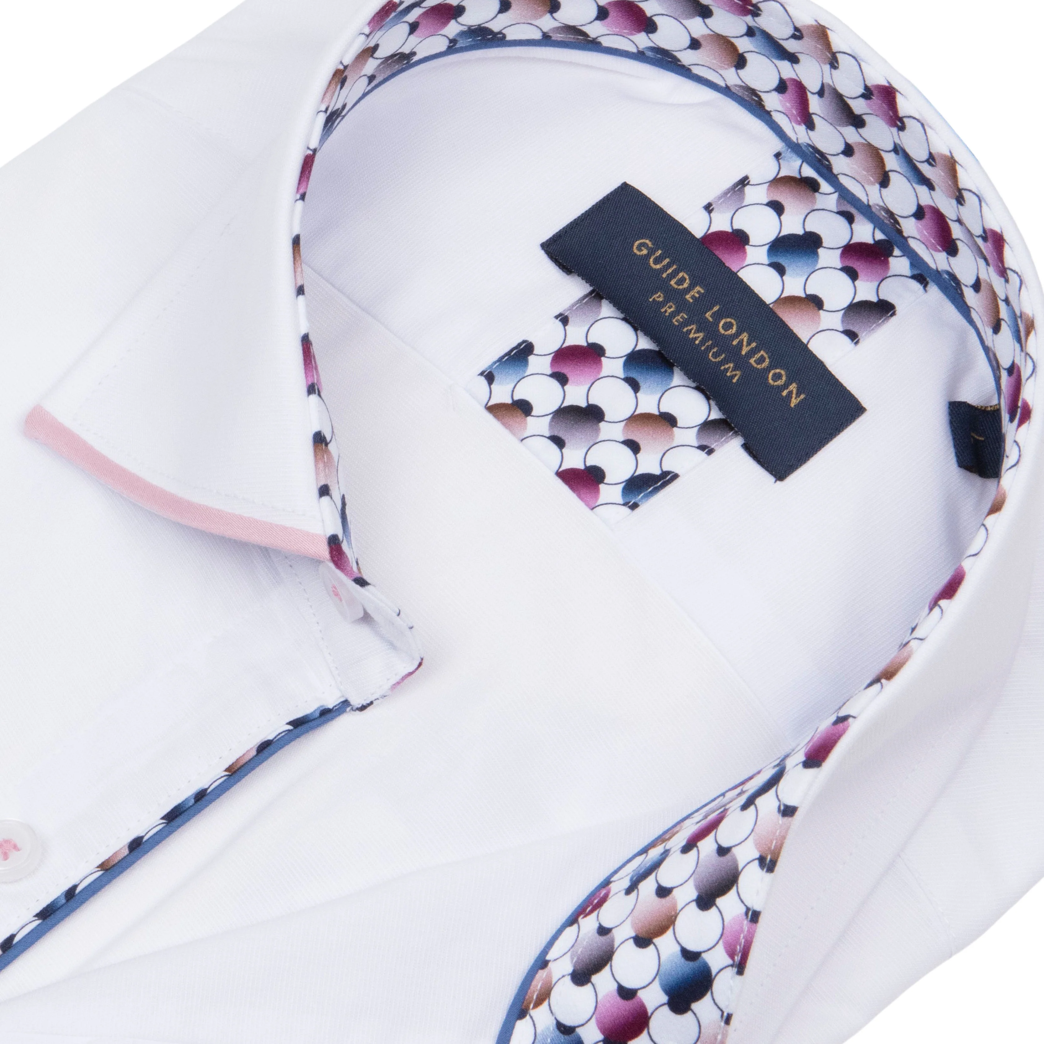 Guide London LS77006 Tipped Shirt White/Pink - Image 2