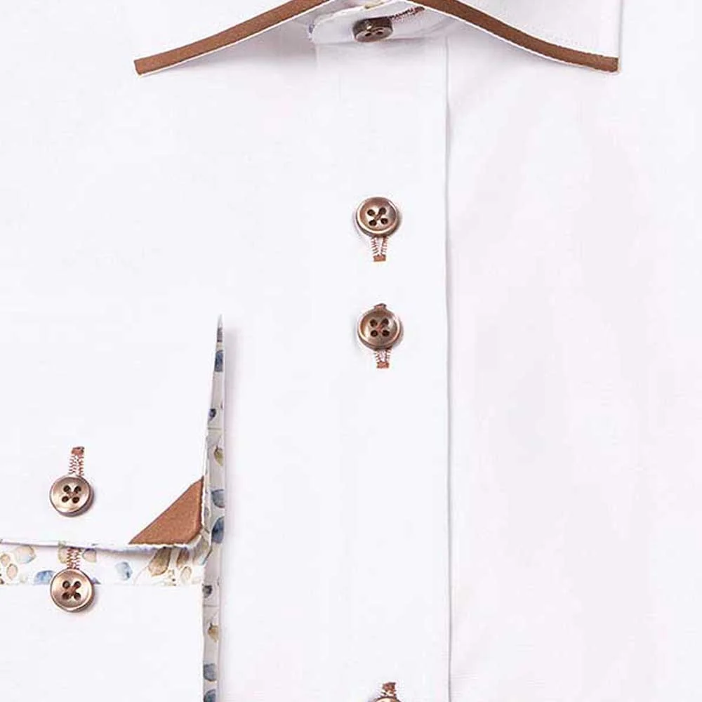 Guide London LS77172 Shirt - White/Tan - Image 3