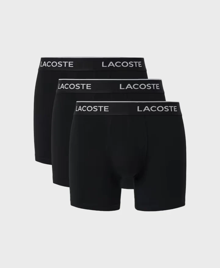 Lacoste 5H1300 Stretch Cotton Boxer Briefs (3 Pack) - 031 Black