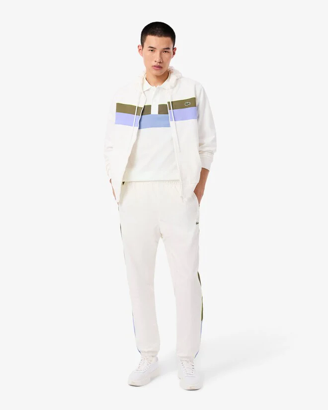 Lacoste PH5918 Regular Fit Colour-Block Petit Piqué Polo Shirt - 9IV White/Khaki - Image 4