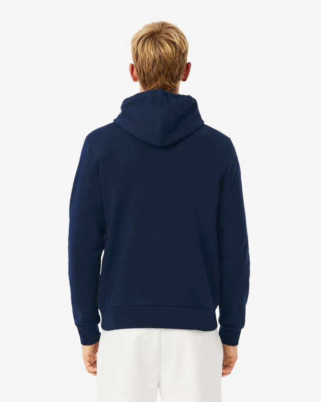 Lacoste SH8161 Colour-Block Fleece Hoodie - 6WZ Navy/White/Brown - Image 2