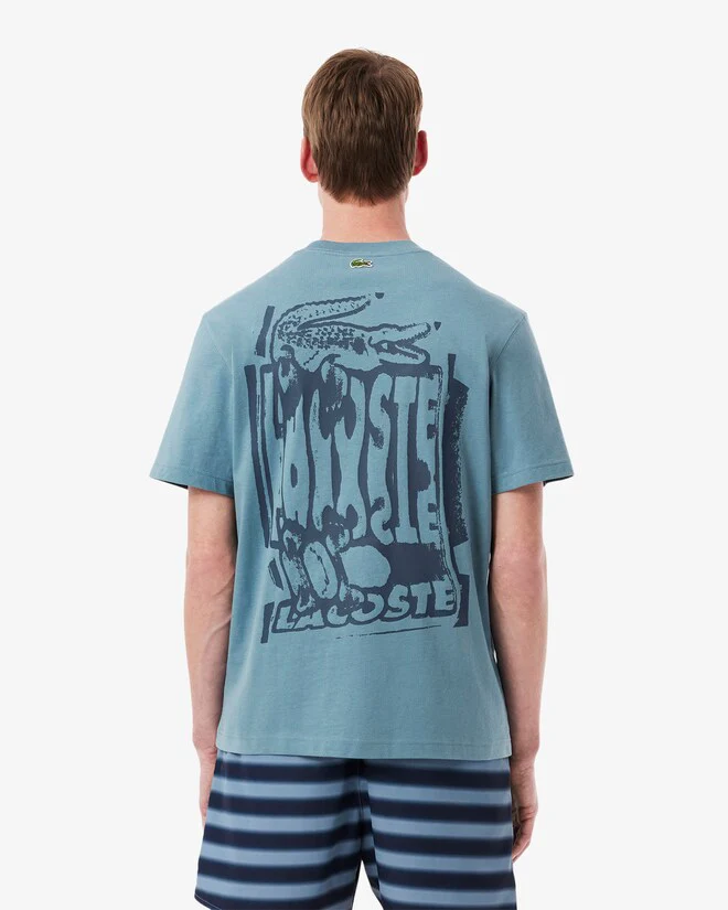 Lacoste TH0288 Cotton Jersey Graphic T-Shirt - Blue Cun - Image 2