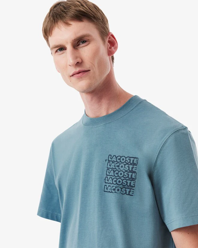 Lacoste TH0288 Cotton Jersey Graphic T-Shirt - Blue Cun - Image 3